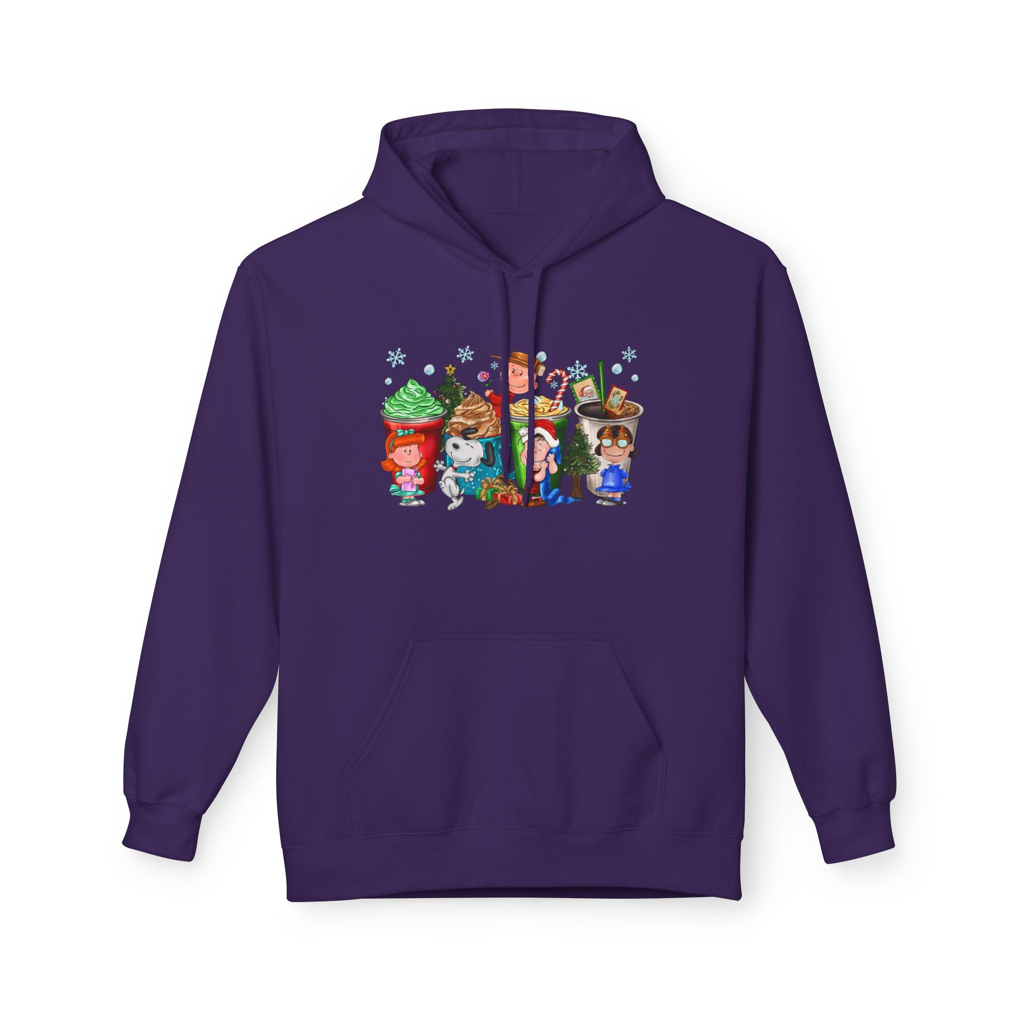 Holiday Hot Cocoa Peanut Characters Hoodie | Winter Drink Cartoon Crew