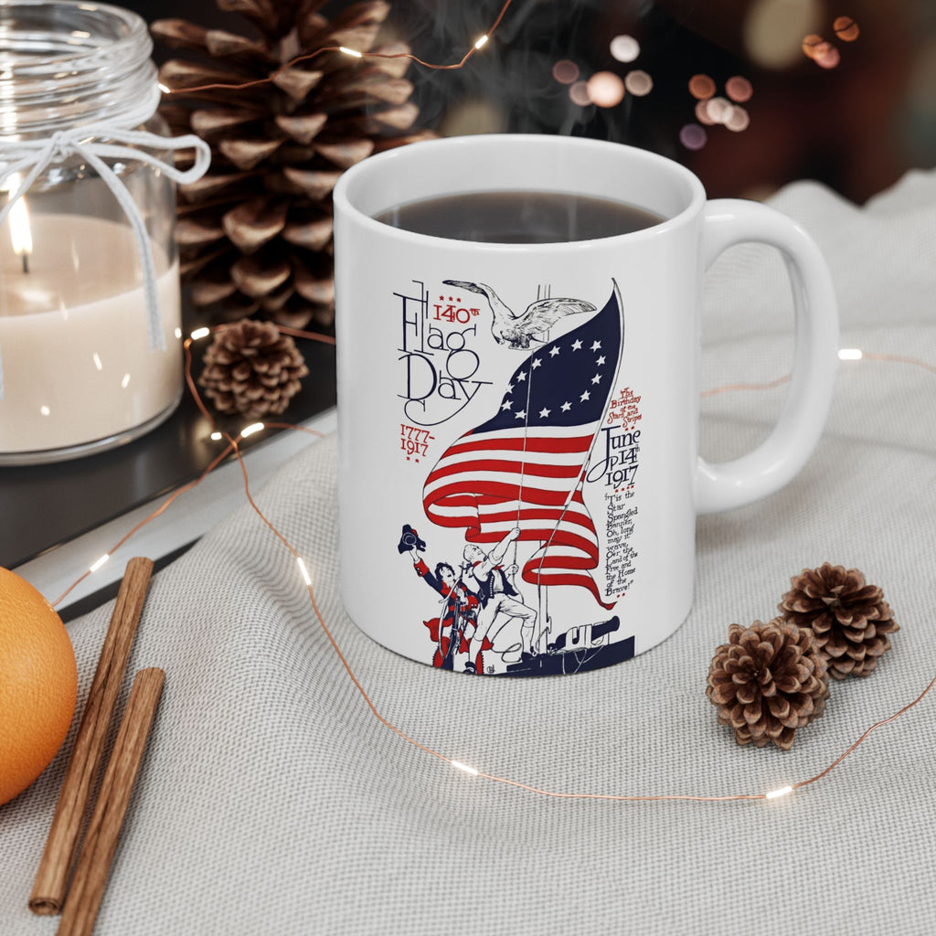 American Flag Day  Illustration Mug | Patriotic 11oz 15oz Ceramic
