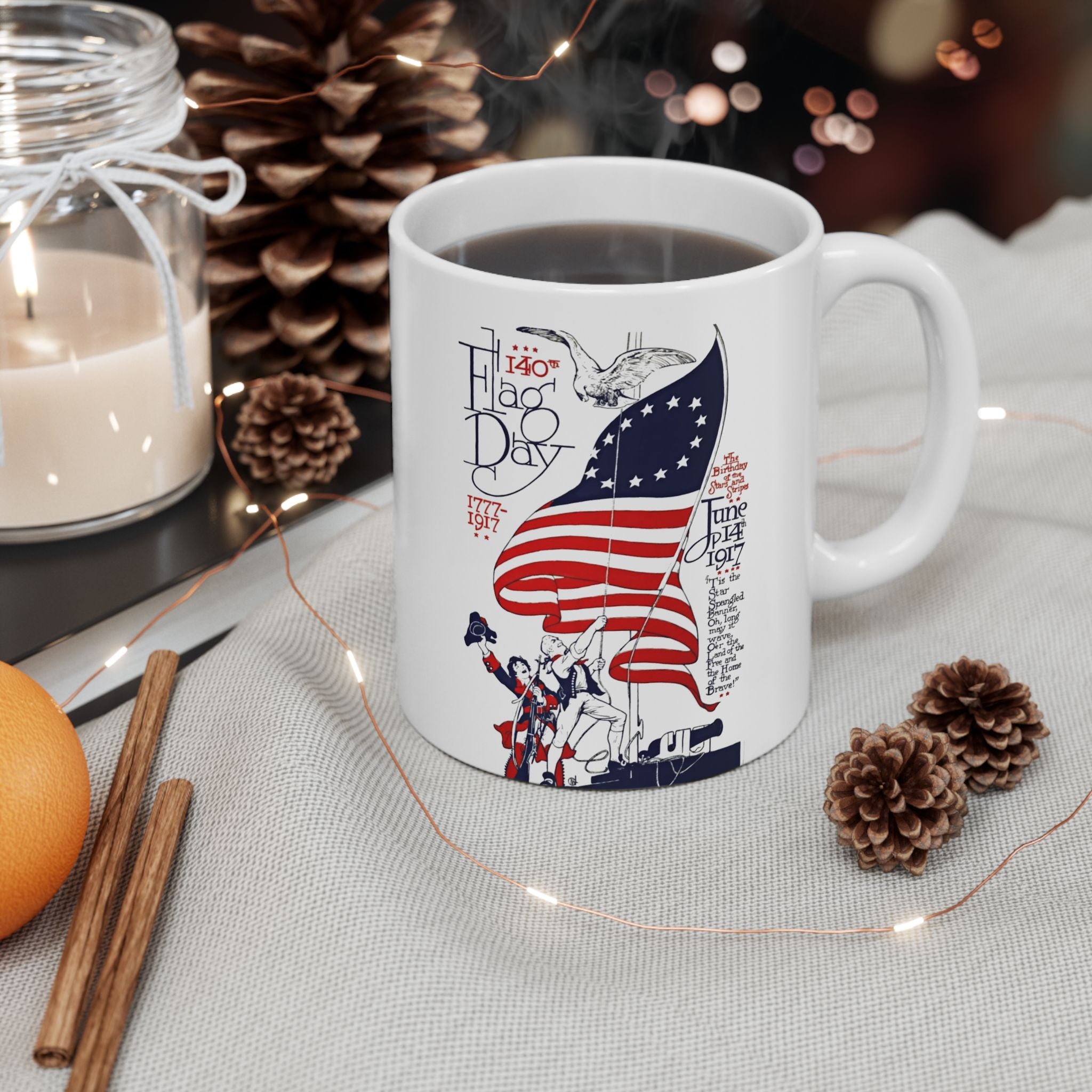 American Flag Day  Illustration Mug | Patriotic 11oz 15oz Ceramic