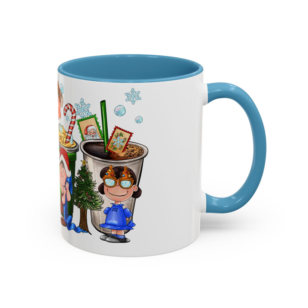 The Peanut Gang Christmas Characters Accent Coffee Mug | Holiday Cocoa Cartoon Mug