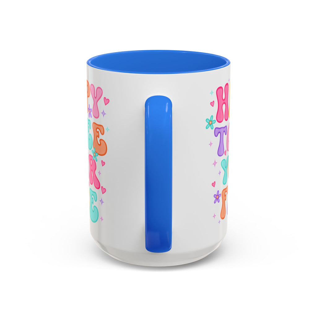 Happy To See Your Face Colorful Coffee Mug — Retro Smiley 11oz/15oz
