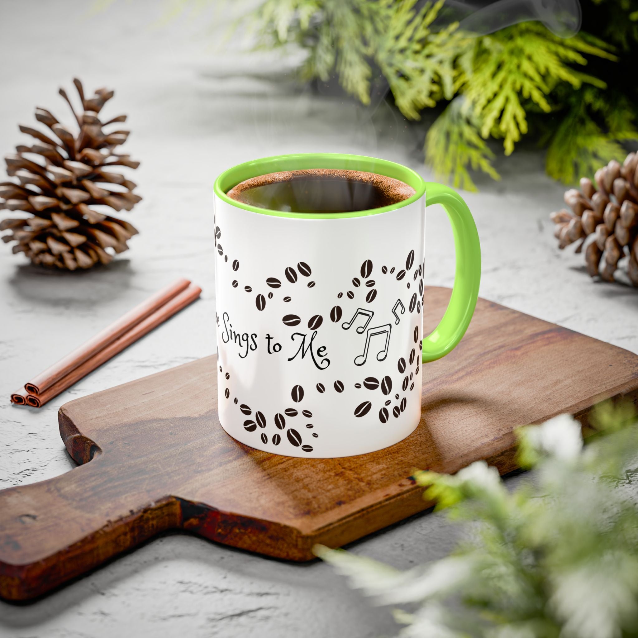 Coffee Sings to Me Mug — 11oz/15oz Ceramic Coffee Bean Music Mug