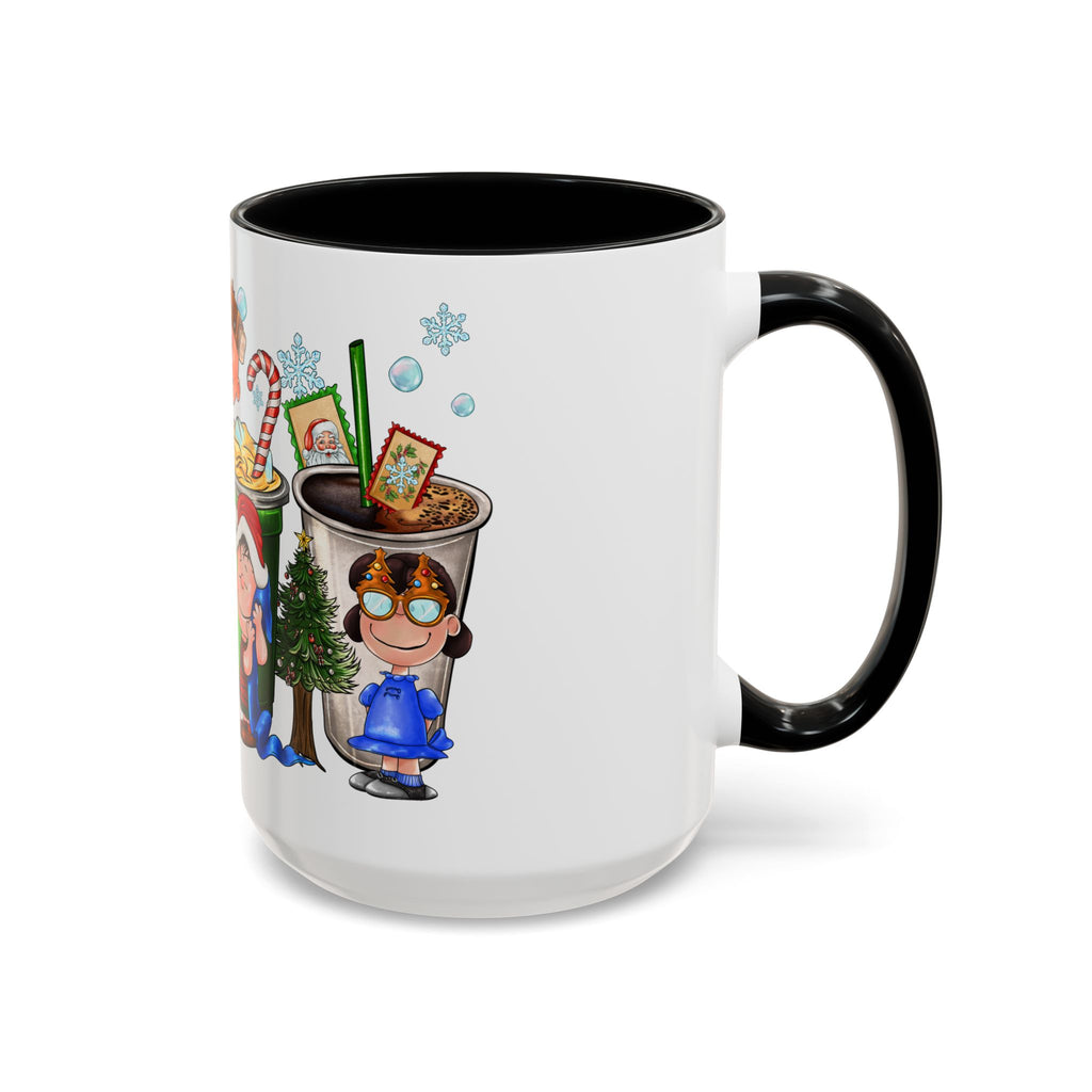 The Peanut Gang Christmas Characters Accent Coffee Mug | Holiday Cocoa Cartoon Mug