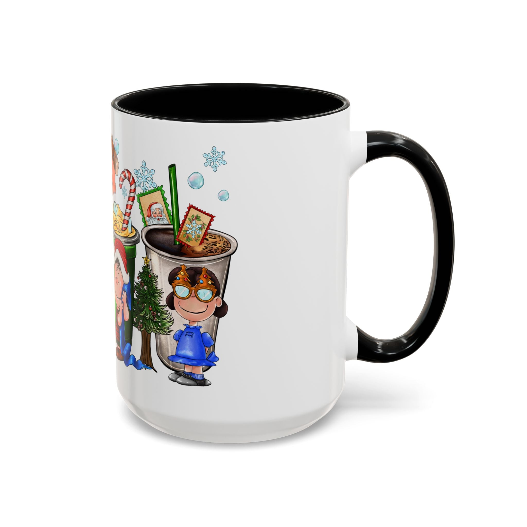 The Peanut Gang Christmas Characters Accent Coffee Mug | Holiday Cocoa Cartoon Mug