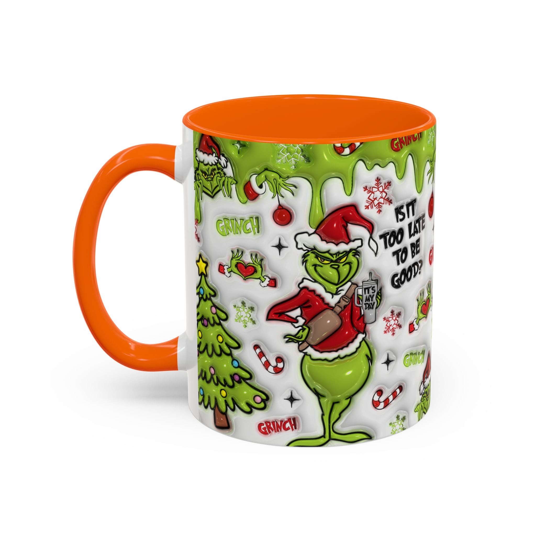 Grinch Holiday Coffee Mug — "Is It Too Late to Be Good?" Accent 11/15oz