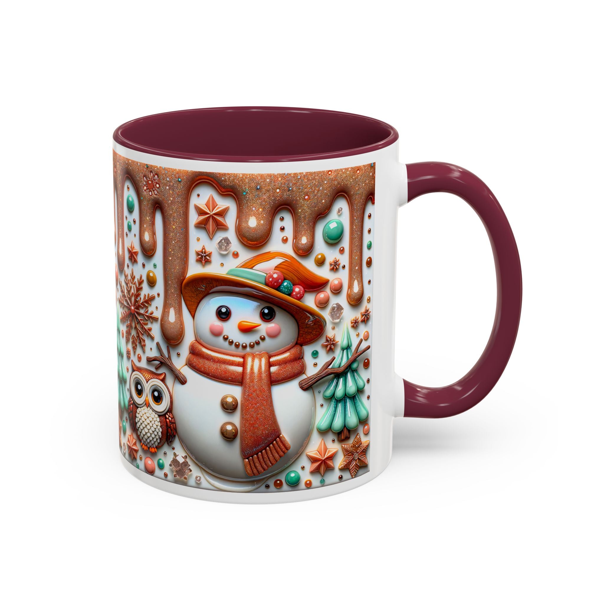 Colorful Holiday Mugs: Festive Owl & Snowman Design, Winter Gift, Christmas Coffee Cup, Cozy Kitchen Decor, Hot Cocoa Mug