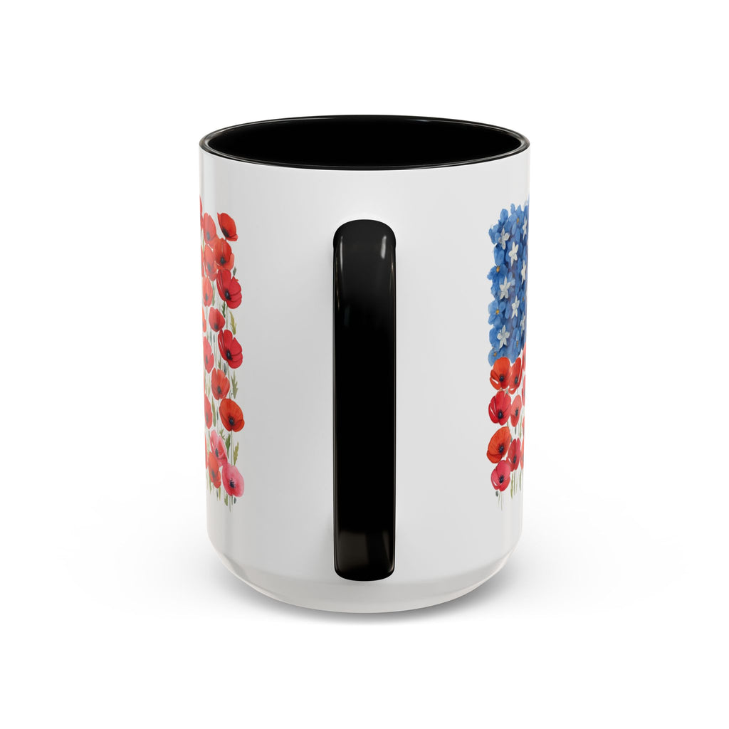 Poppy Flowers  American Flag Mug | Accent Coffee Mug
