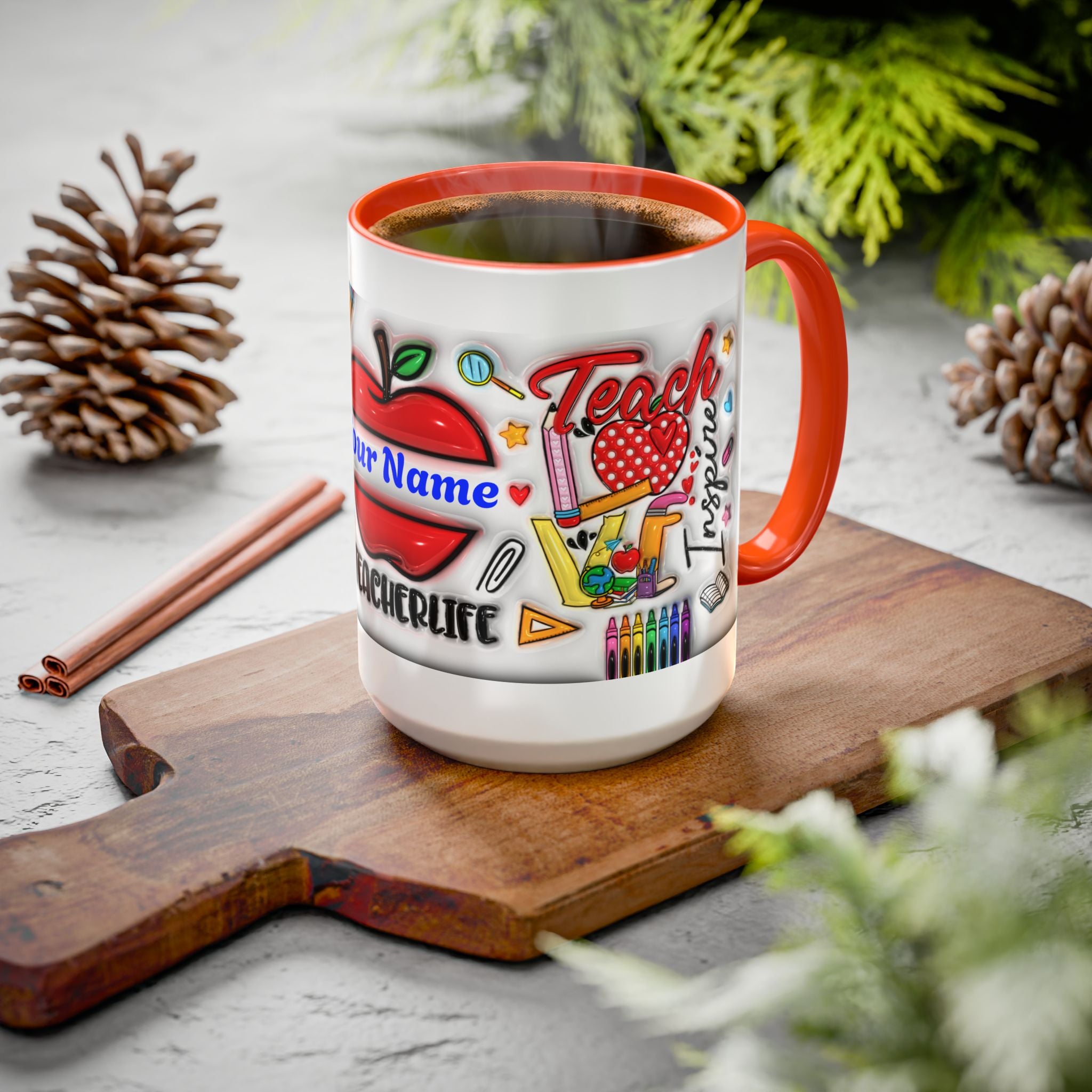 Personalized Teacher Mugs | Colorful 11oz & 15oz Coffee Cups | Fun Gift for Educators | Back to School | Teacher Appreciation