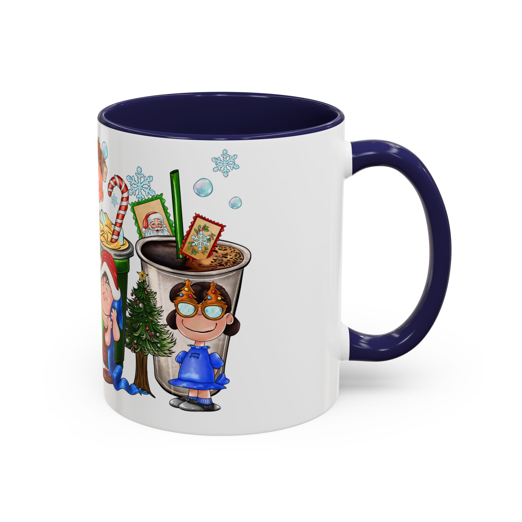 The Peanut Gang Christmas Characters Accent Coffee Mug | Holiday Cocoa Cartoon Mug