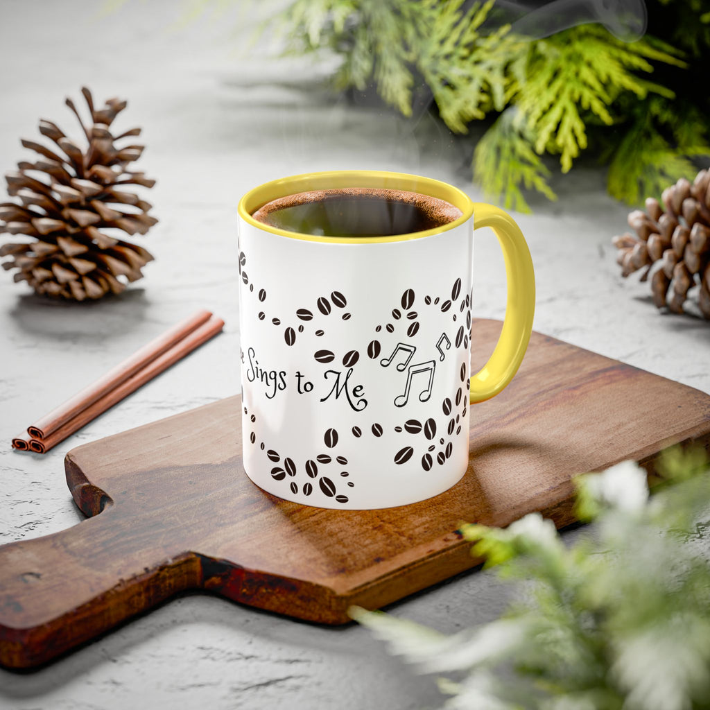 Coffee Sings to Me Mug — 11oz/15oz Ceramic Coffee Bean Music Mug