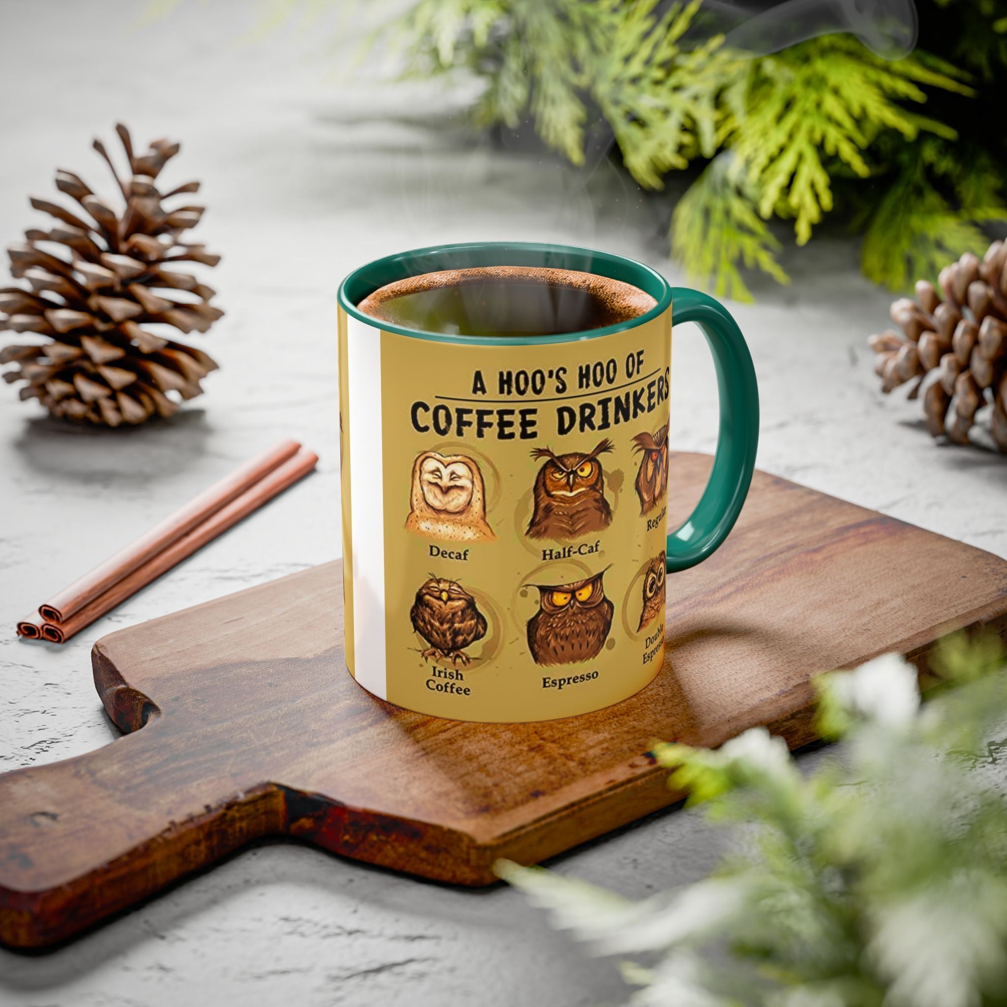 Coffee Owl Mug — "A Hoo's Hoo of Coffee Drinkers" 11oz/15oz