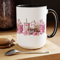 Love Coffee Two-Tone Coffee Mugs, 15oz #Coffee #HotCoffee HotCoffeeClothing.com #ValentinesDay