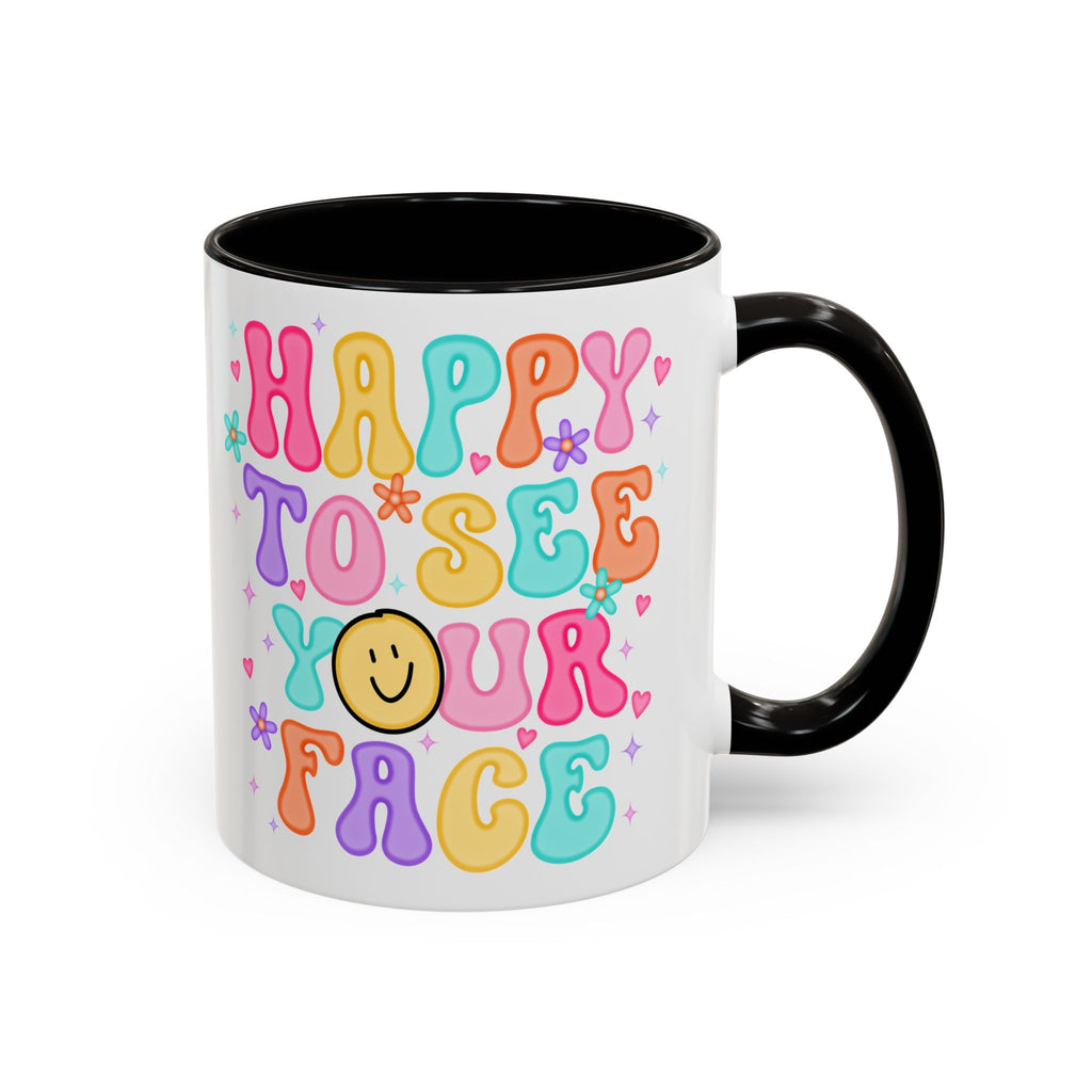 Happy To See Your Face Colorful Coffee Mug — Retro Smiley 11oz/15oz