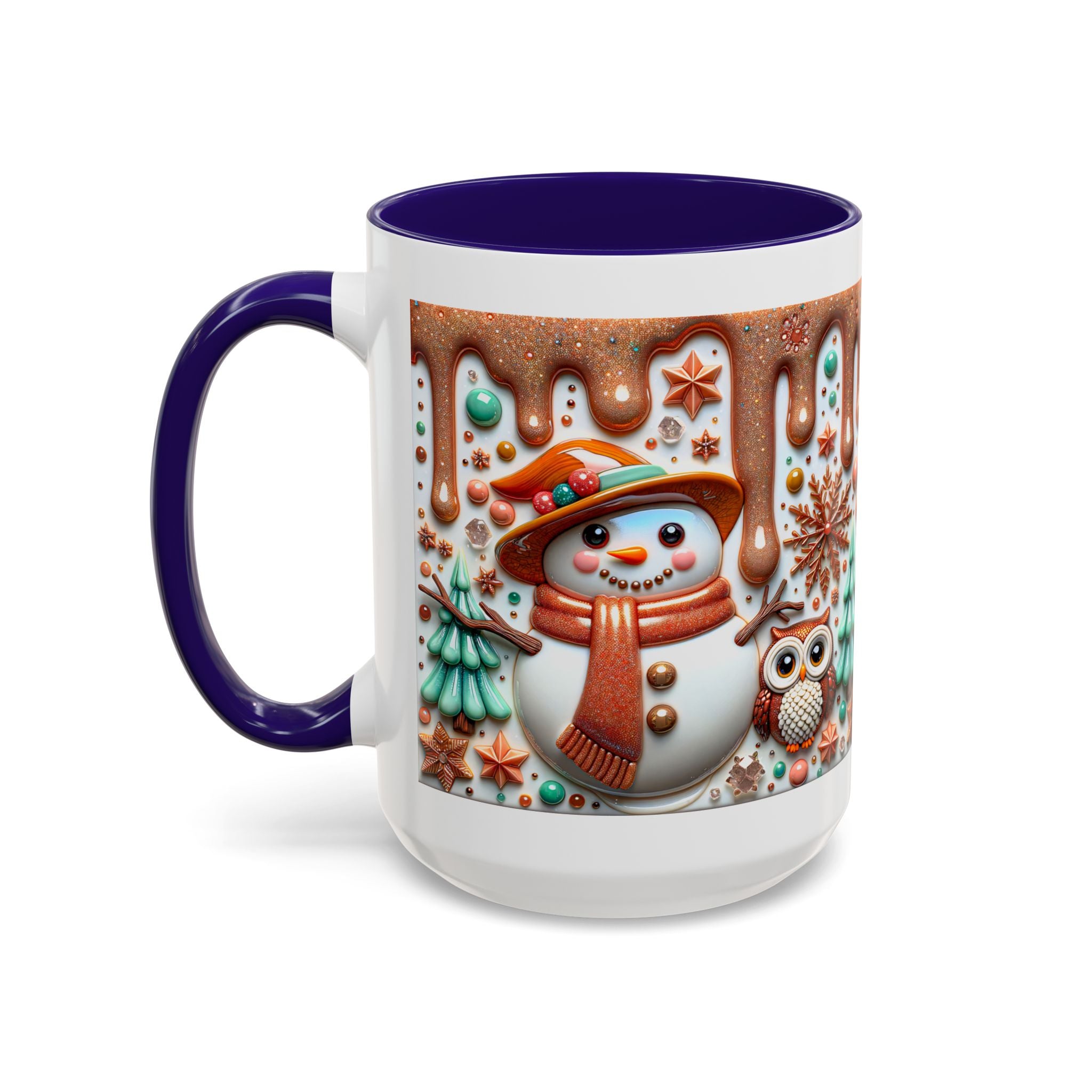 Colorful Holiday Mugs: Festive Owl & Snowman Design, Winter Gift, Christmas Coffee Cup, Cozy Kitchen Decor, Hot Cocoa Mug