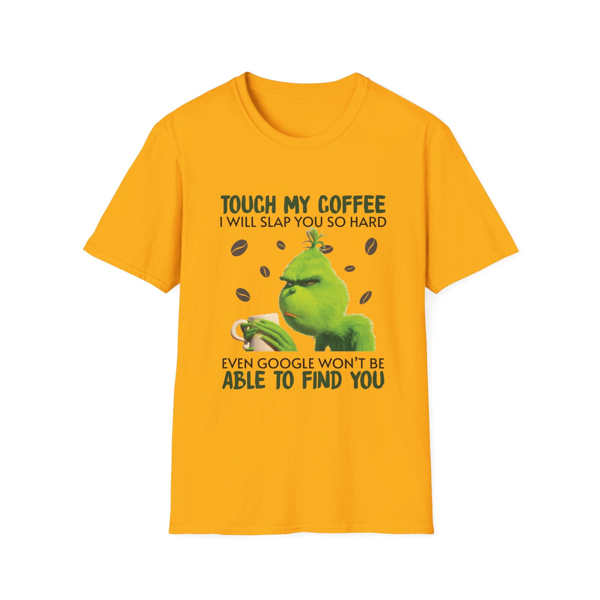 Funny Grinch Coffee T-Shirt, Unisex Tee for Coffee Lovers, Holiday Gift, Quirky Humor Shirt, Perfect for Christmas and Birthdays