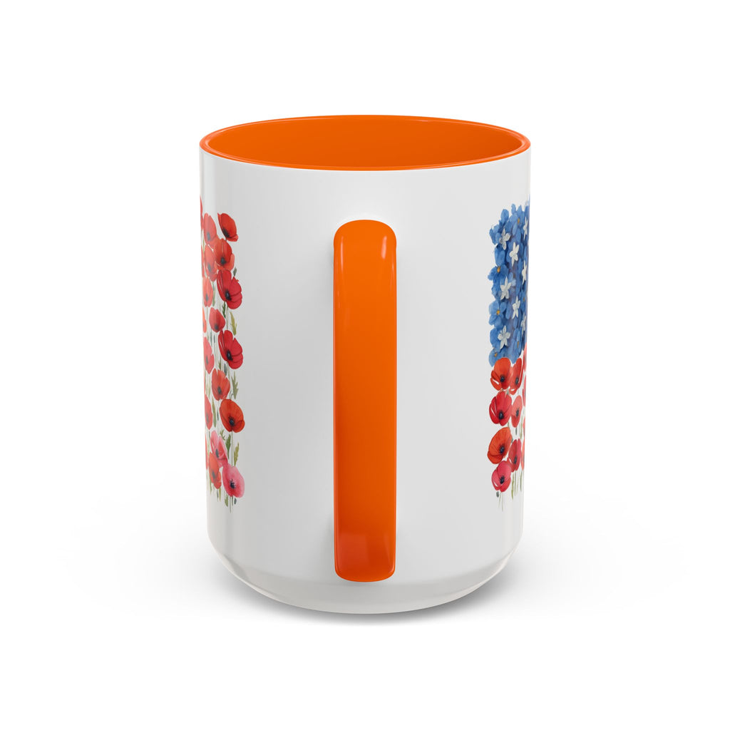 Poppy Flowers  American Flag Mug | Accent Coffee Mug
