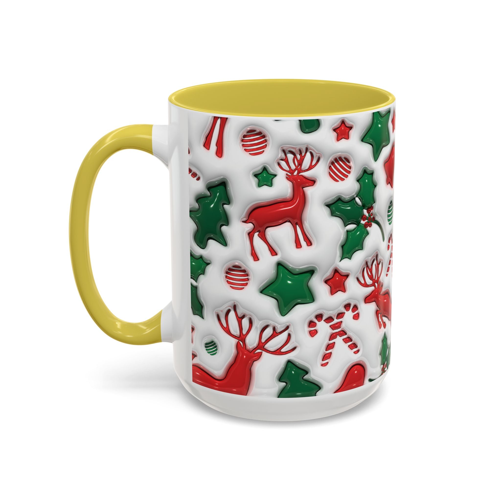 Festive Holiday Mugs, Christmas Coffee Cups, Colorful Reindeer and Candy Cane Design, Cozy Winter Drinkware, Perfect Gift for Holidays