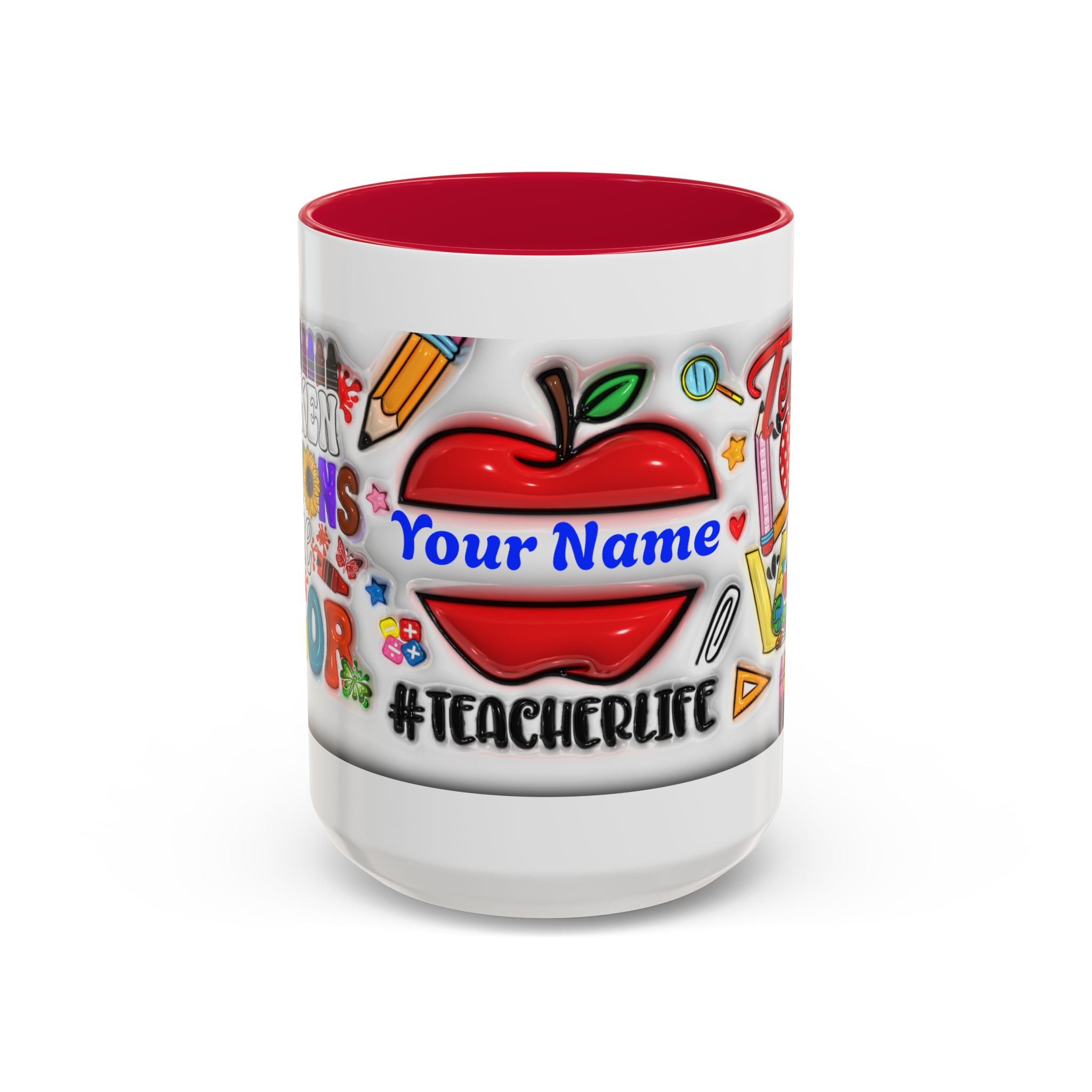 Personalized Teacher Mugs | Colorful 11oz & 15oz Coffee Cups | Fun Gift for Educators | Back to School | Teacher Appreciation