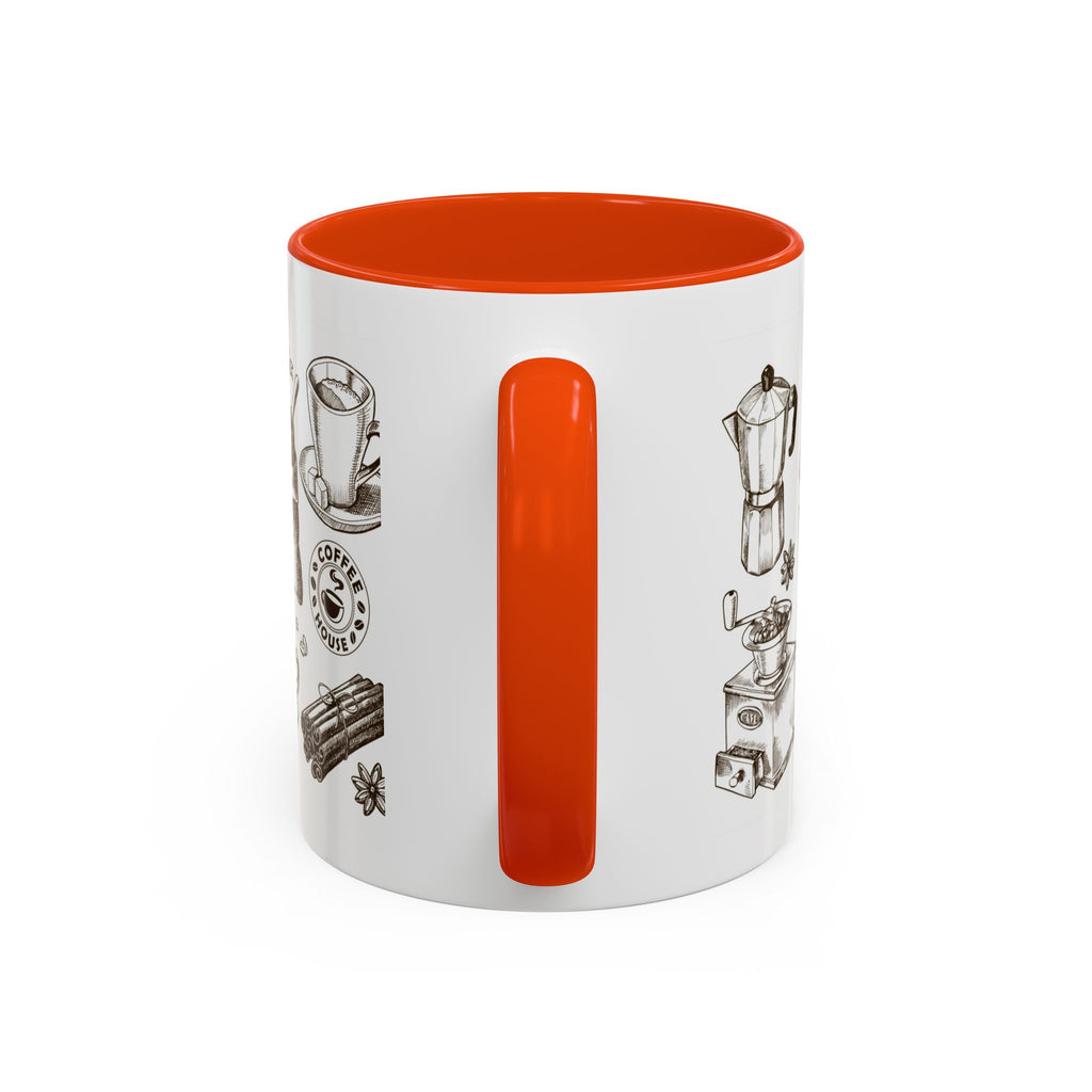 Coffee Pattern Mug — Illustrated Coffee Beans & Brewing Tools (11oz/15oz)