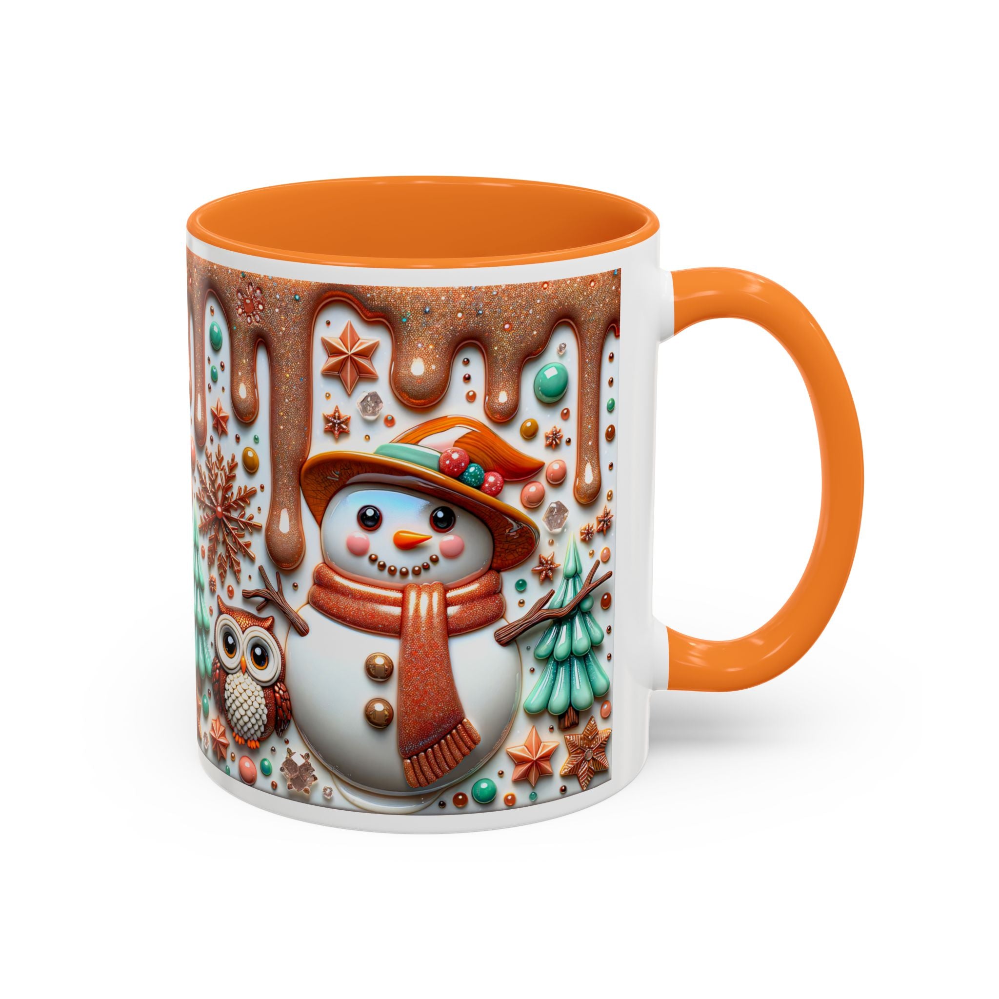 Colorful Holiday Mugs: Festive Owl & Snowman Design, Winter Gift, Christmas Coffee Cup, Cozy Kitchen Decor, Hot Cocoa Mug