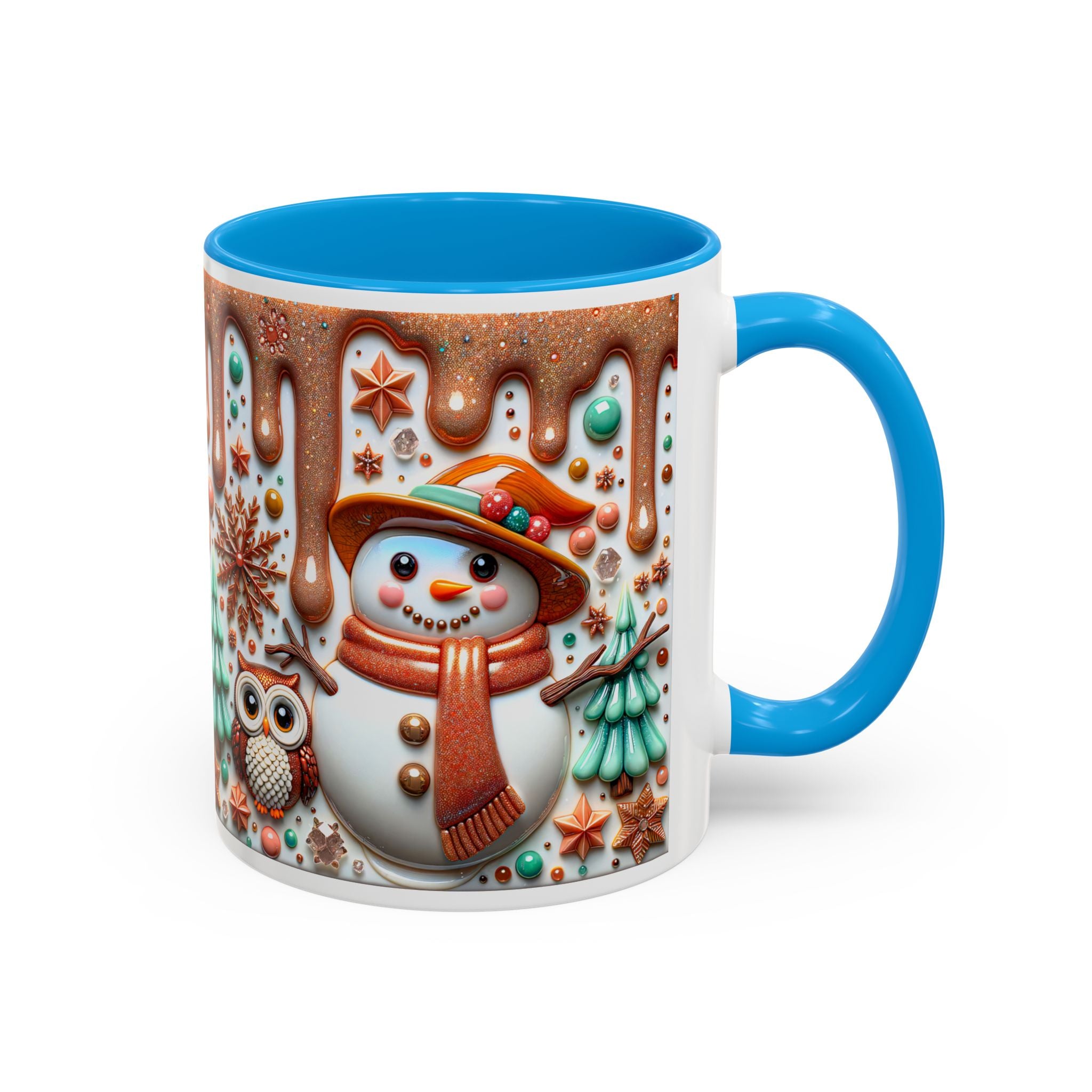 Colorful Holiday Mugs: Festive Owl & Snowman Design, Winter Gift, Christmas Coffee Cup, Cozy Kitchen Decor, Hot Cocoa Mug