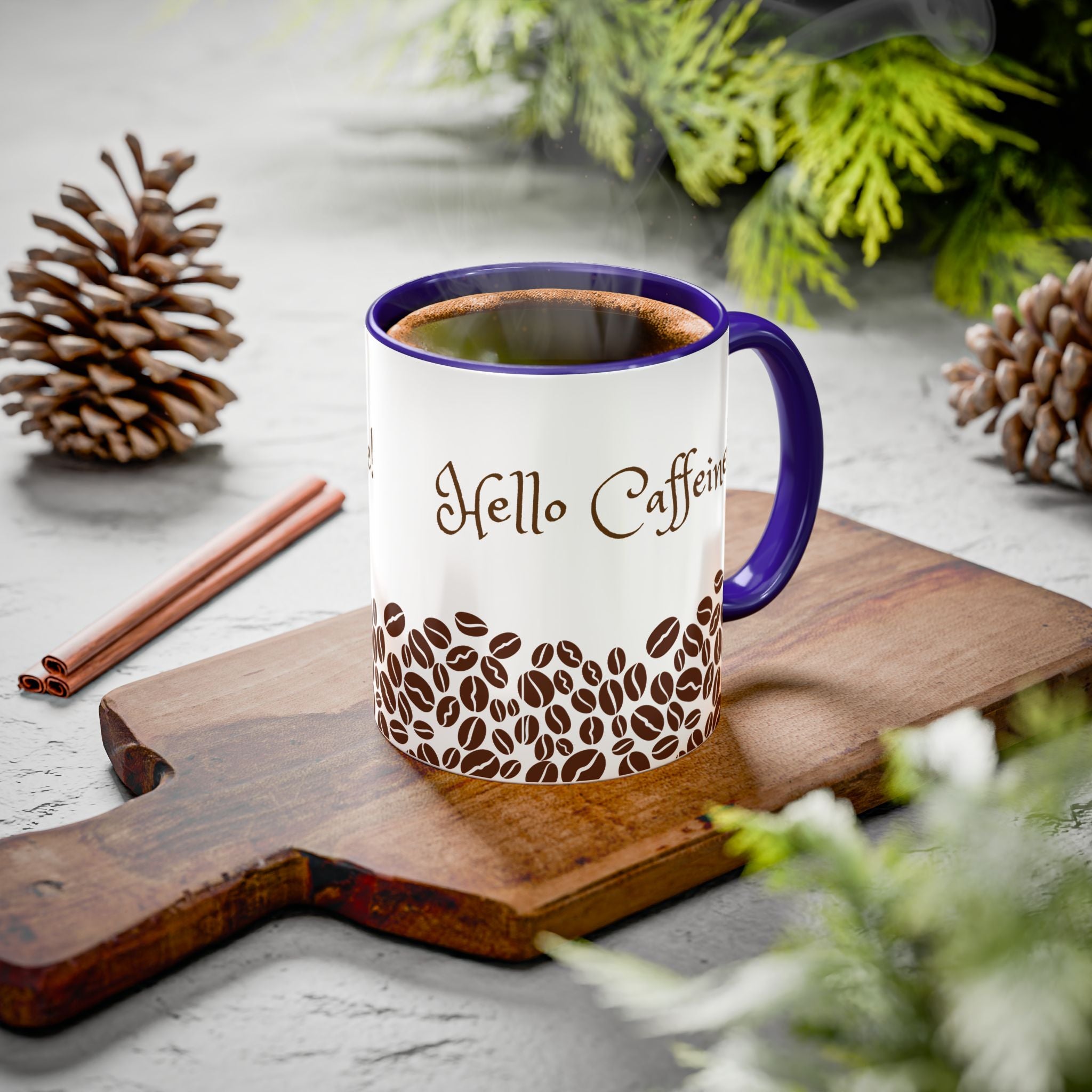 Hello Caffeine! Coffee Bean Ceramic Mug (11oz & 15oz)