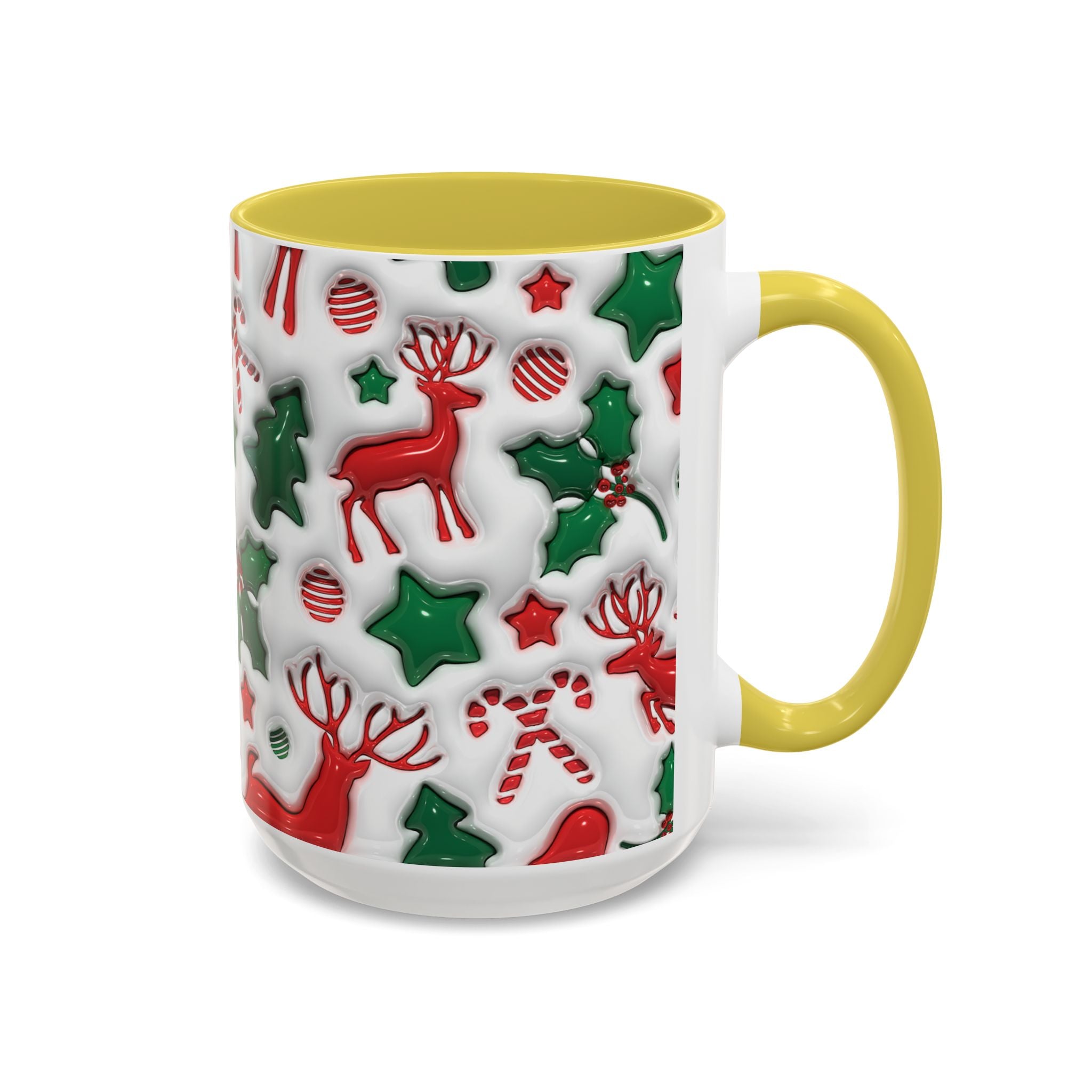 Festive Holiday Mugs, Christmas Coffee Cups, Colorful Reindeer and Candy Cane Design, Cozy Winter Drinkware, Perfect Gift for Holidays