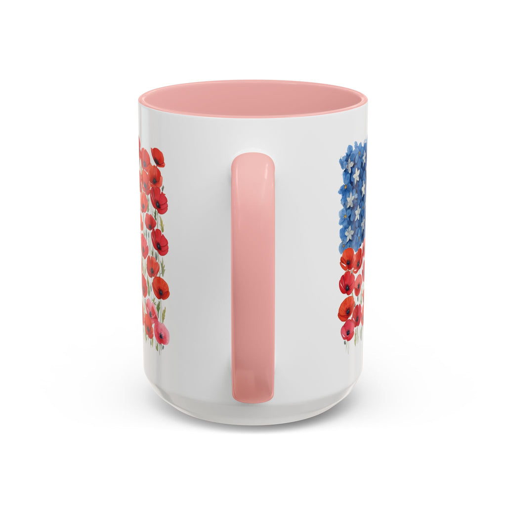 Poppy Flowers  American Flag Mug | Accent Coffee Mug