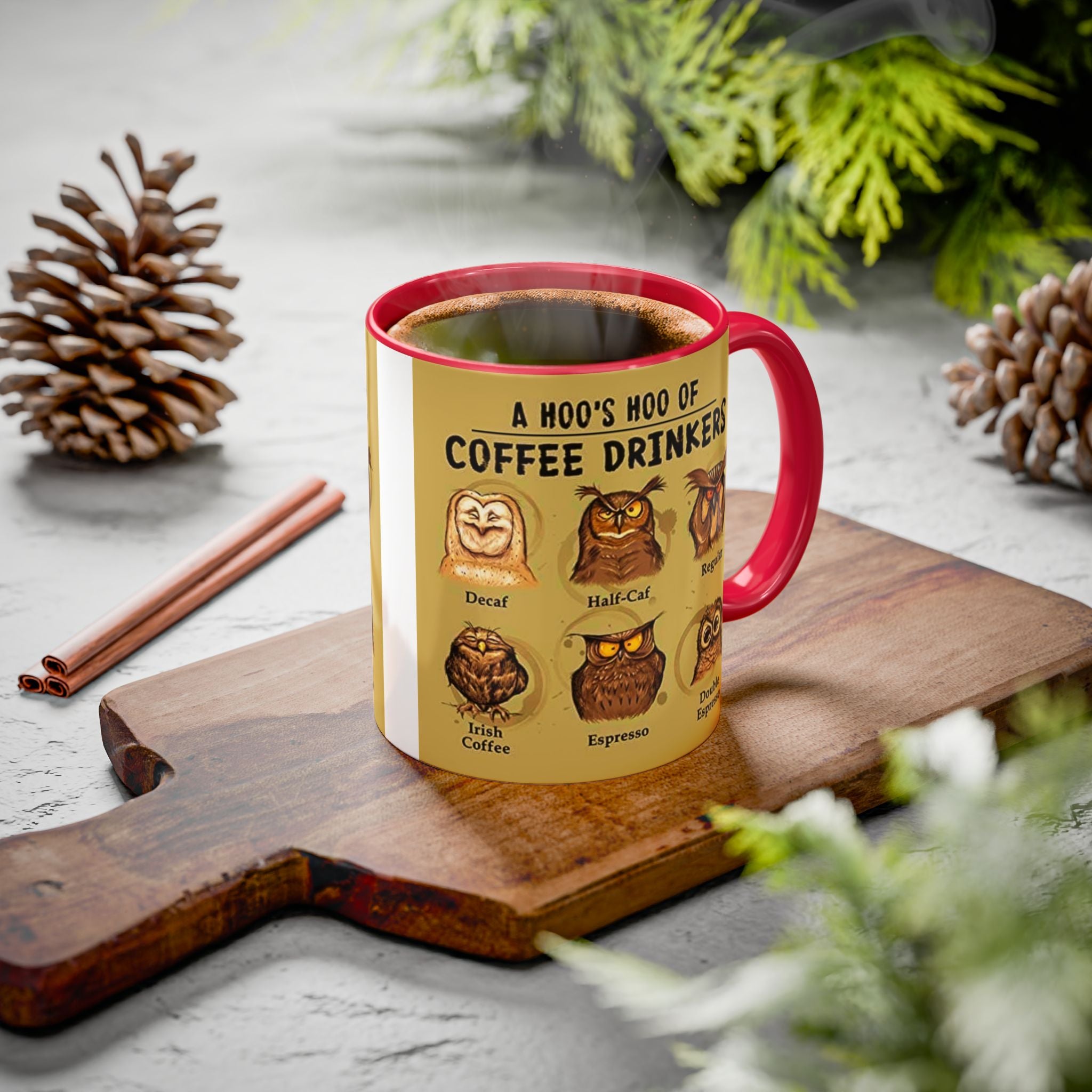 Coffee Owl Mug — "A Hoo's Hoo of Coffee Drinkers" 11oz/15oz