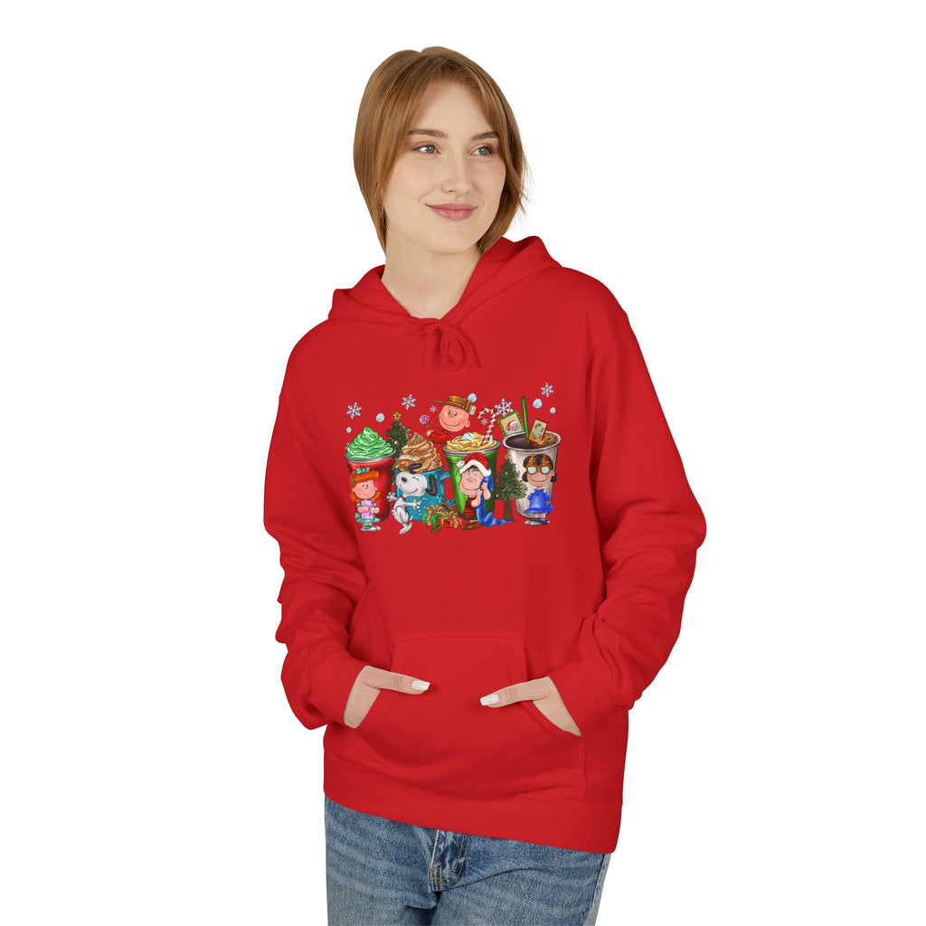 Holiday Hot Cocoa Peanut Characters Hoodie | Winter Drink Cartoon Crew