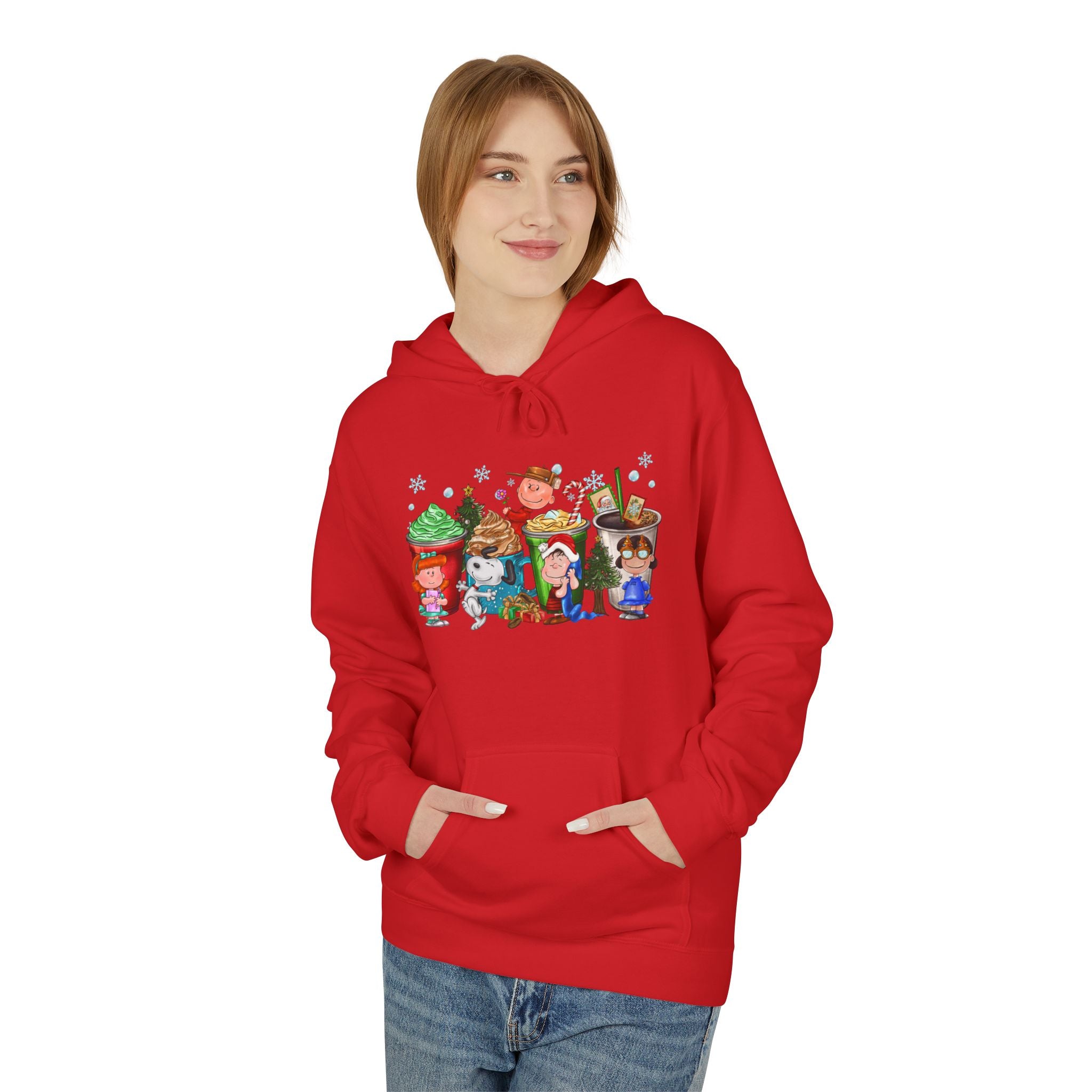 Holiday Hot Cocoa Peanut Characters Hoodie | Winter Drink Cartoon Crew