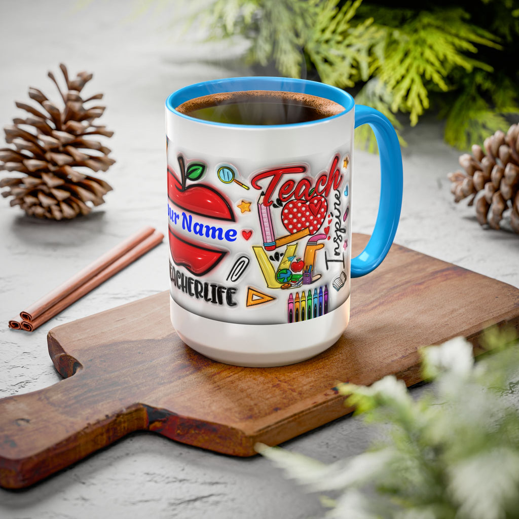Personalized Teacher Mugs | Colorful 11oz & 15oz Coffee Cups | Fun Gift for Educators | Back to School | Teacher Appreciation