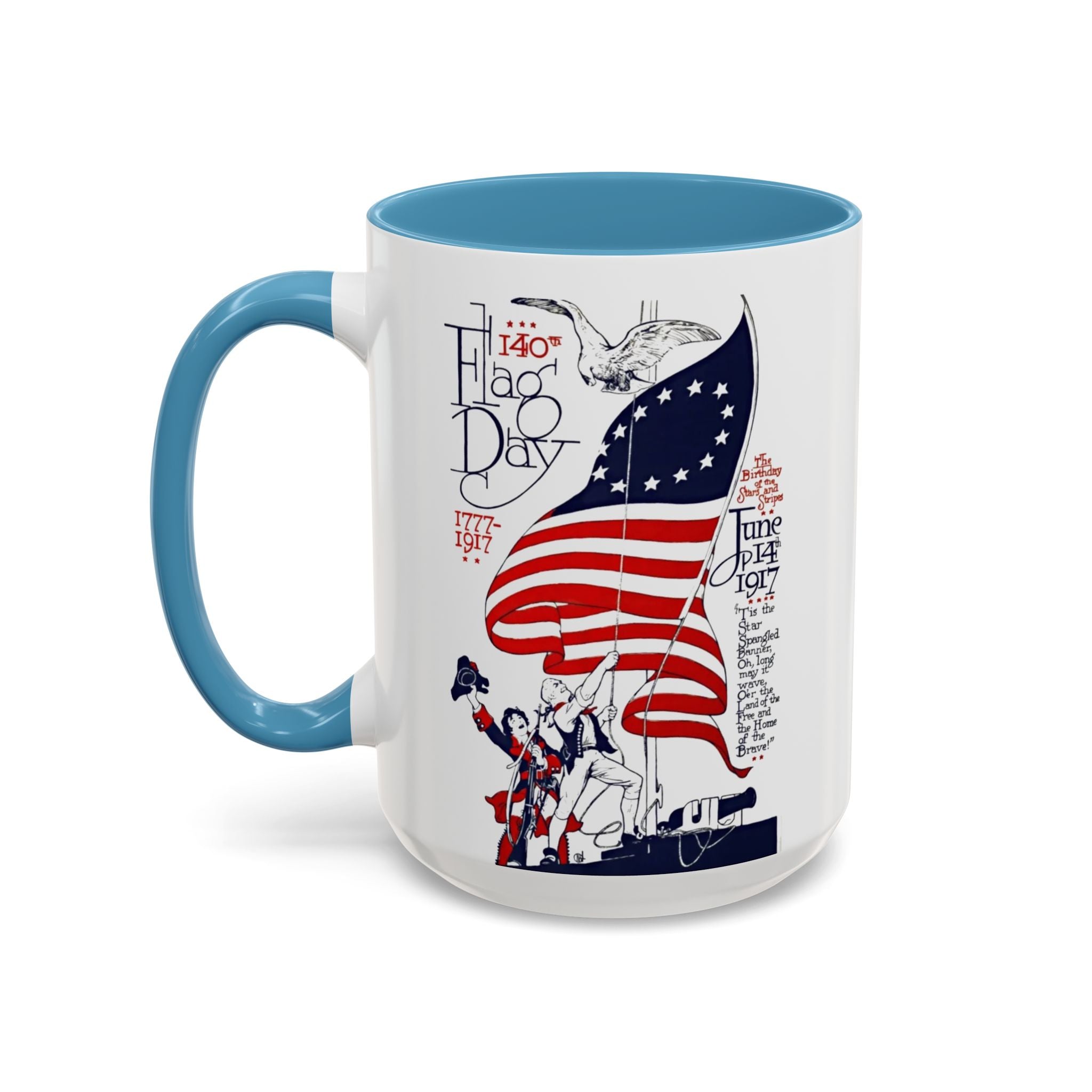 American Flag Day June 14th Parade Illustration Mug | Accent Coffee Mug