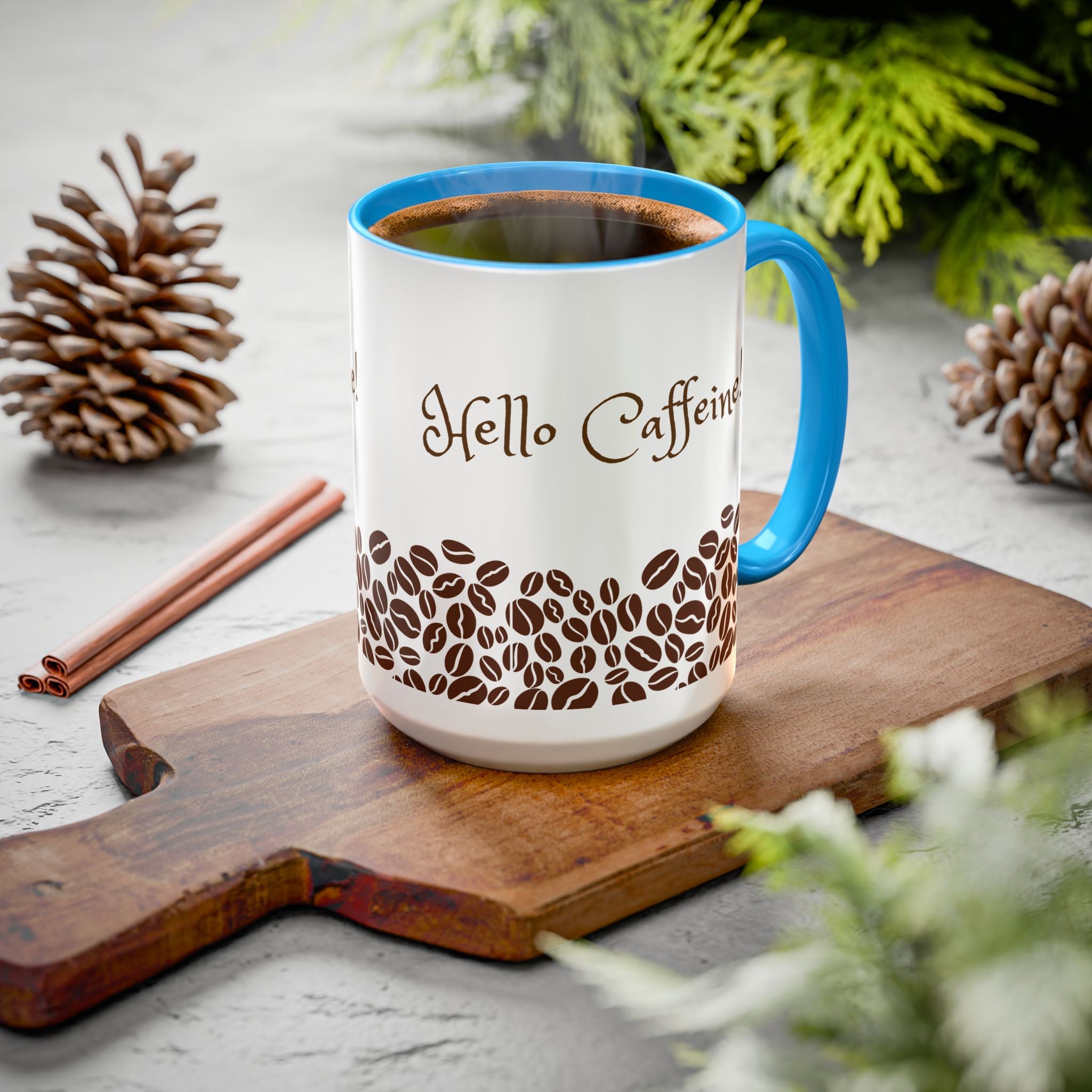 Hello Caffeine! Coffee Bean Ceramic Mug (11oz & 15oz)