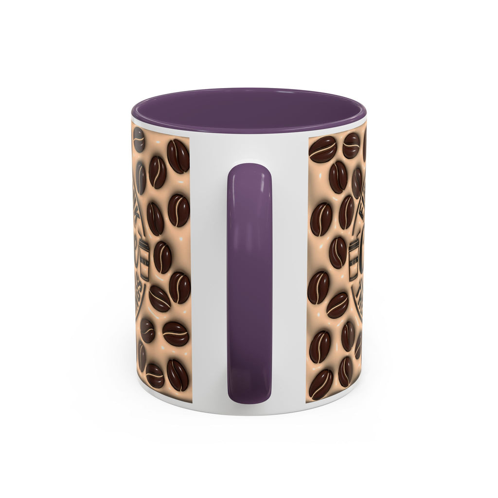 Coffee Beans Pattern First I Drink Coffee Mug | Accent 11oz 15oz