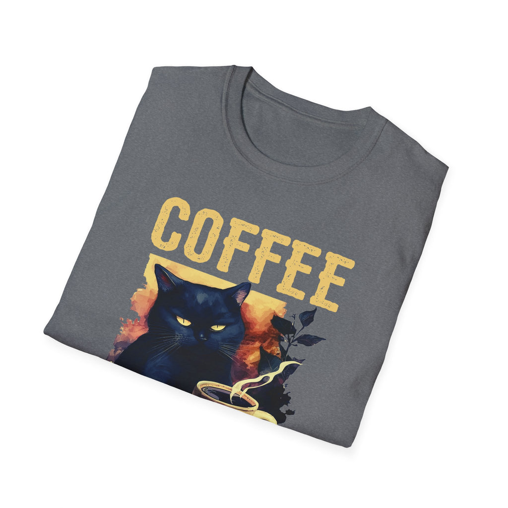 Coffee Because Murder Is Wrong T-Shirt | Black Cat Coffee Tee
