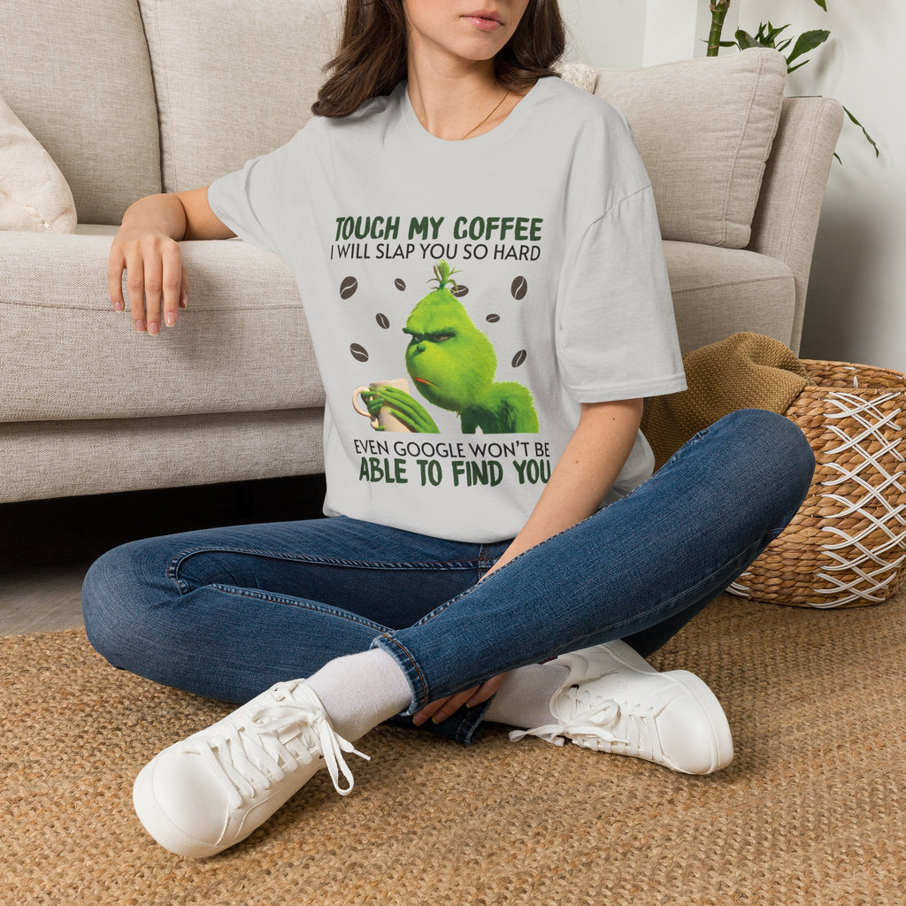 Funny Grinch Coffee T-Shirt, Unisex Tee for Coffee Lovers, Holiday Gift, Quirky Humor Shirt, Perfect for Christmas and Birthdays