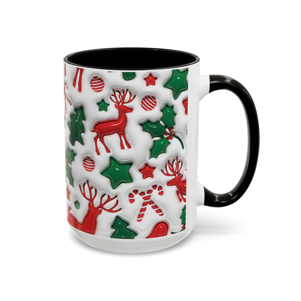 Festive Holiday Mugs, Christmas Coffee Cups, Colorful Reindeer and Candy Cane Design, Cozy Winter Drinkware, Perfect Gift for Holidays