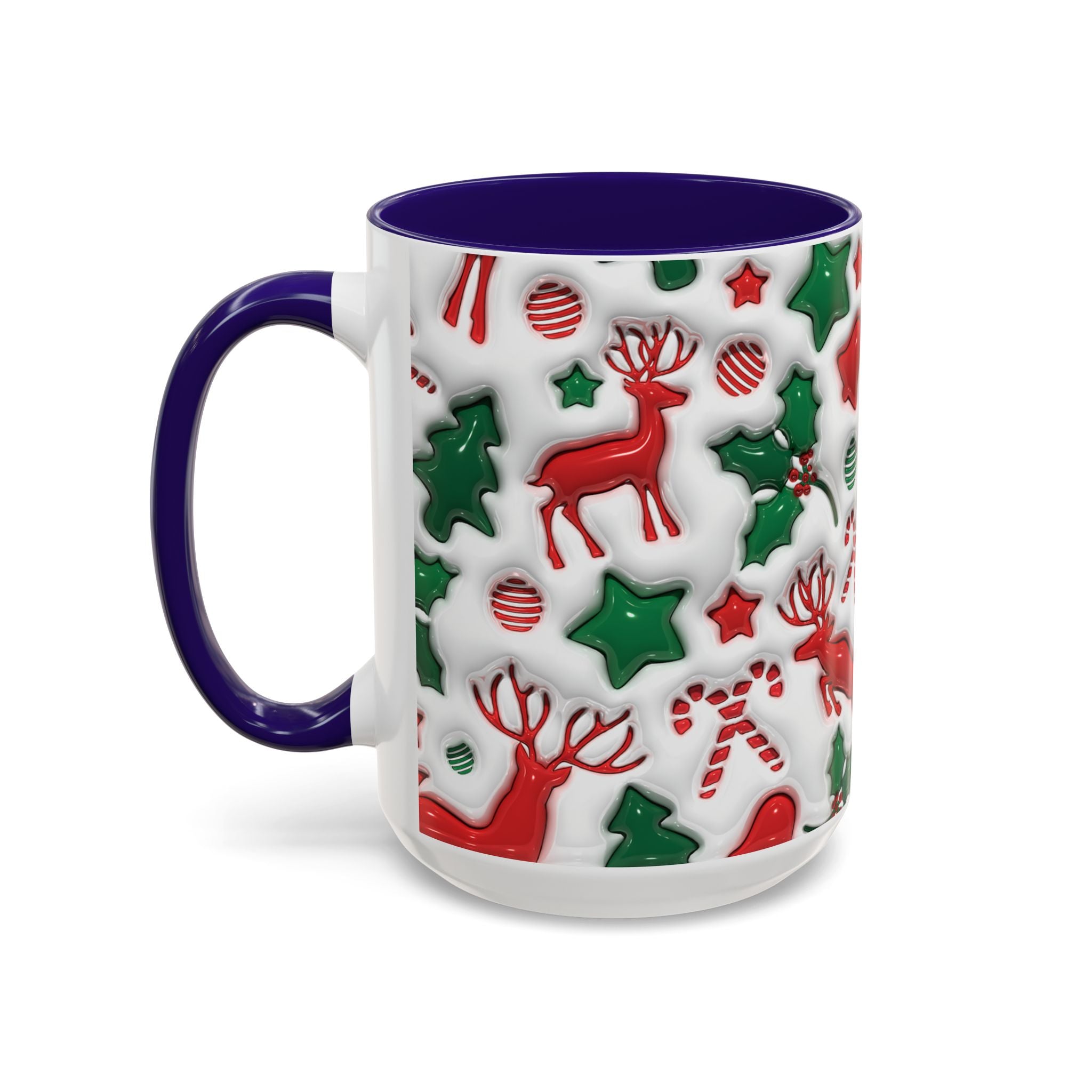 Festive Holiday Mugs, Christmas Coffee Cups, Colorful Reindeer and Candy Cane Design, Cozy Winter Drinkware, Perfect Gift for Holidays