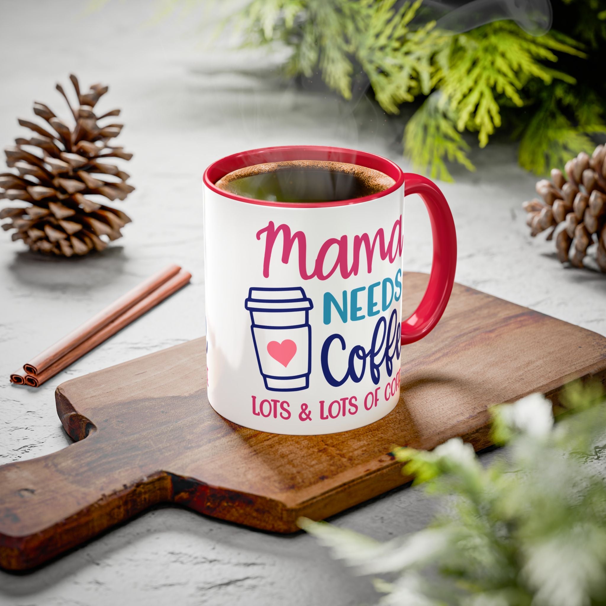 Mama Needs Coffee Mug — "Mama Needs Coffee: Lots & Lots of Coffee" (11oz/15oz)