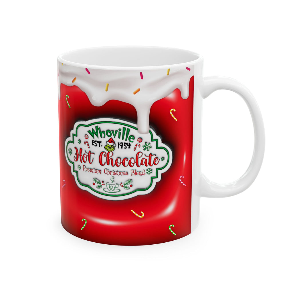 Hot Chocolate Mug Christmas Holiday Red Drip Candy Cane Ceramic Mug