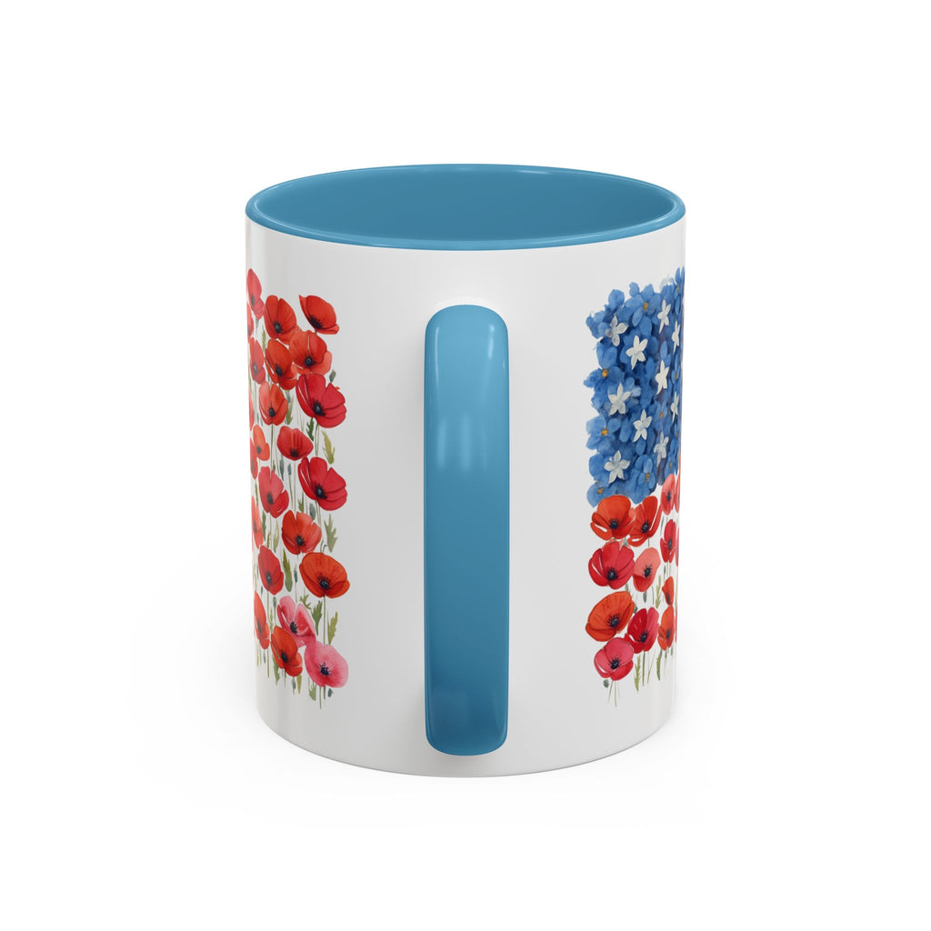Poppy Flowers  American Flag Mug | Accent Coffee Mug