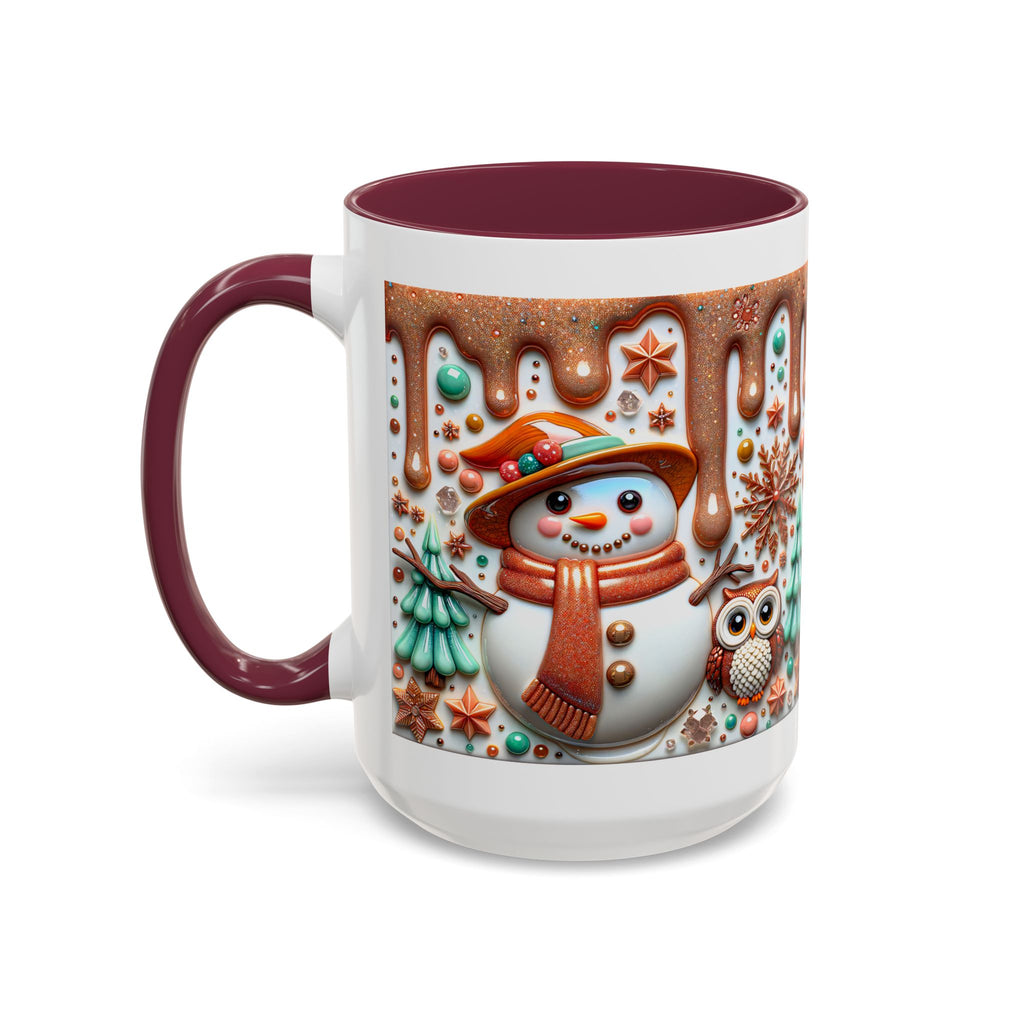 Colorful Holiday Mugs: Festive Owl & Snowman Design, Winter Gift, Christmas Coffee Cup, Cozy Kitchen Decor, Hot Cocoa Mug