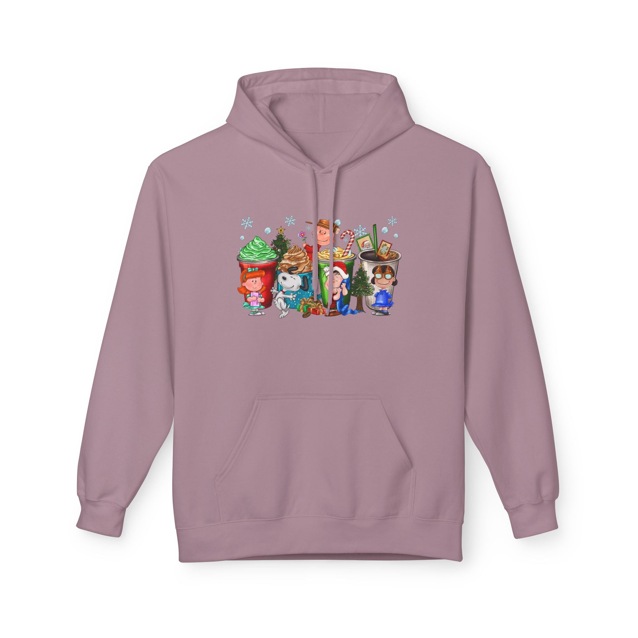 Holiday Hot Cocoa Peanut Characters Hoodie | Winter Drink Cartoon Crew