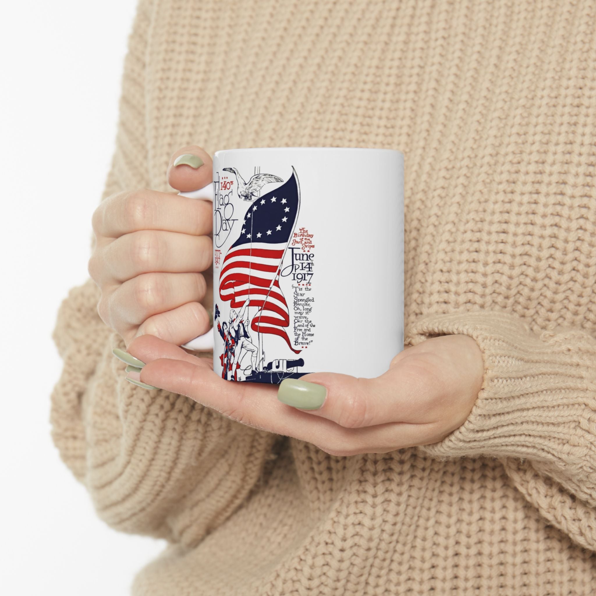 American Flag Day  Illustration Mug | Patriotic 11oz 15oz Ceramic