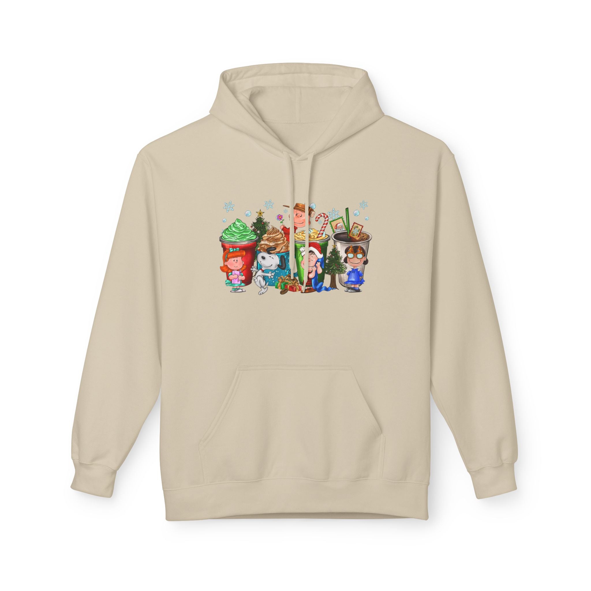 Holiday Hot Cocoa Peanut Characters Hoodie | Winter Drink Cartoon Crew
