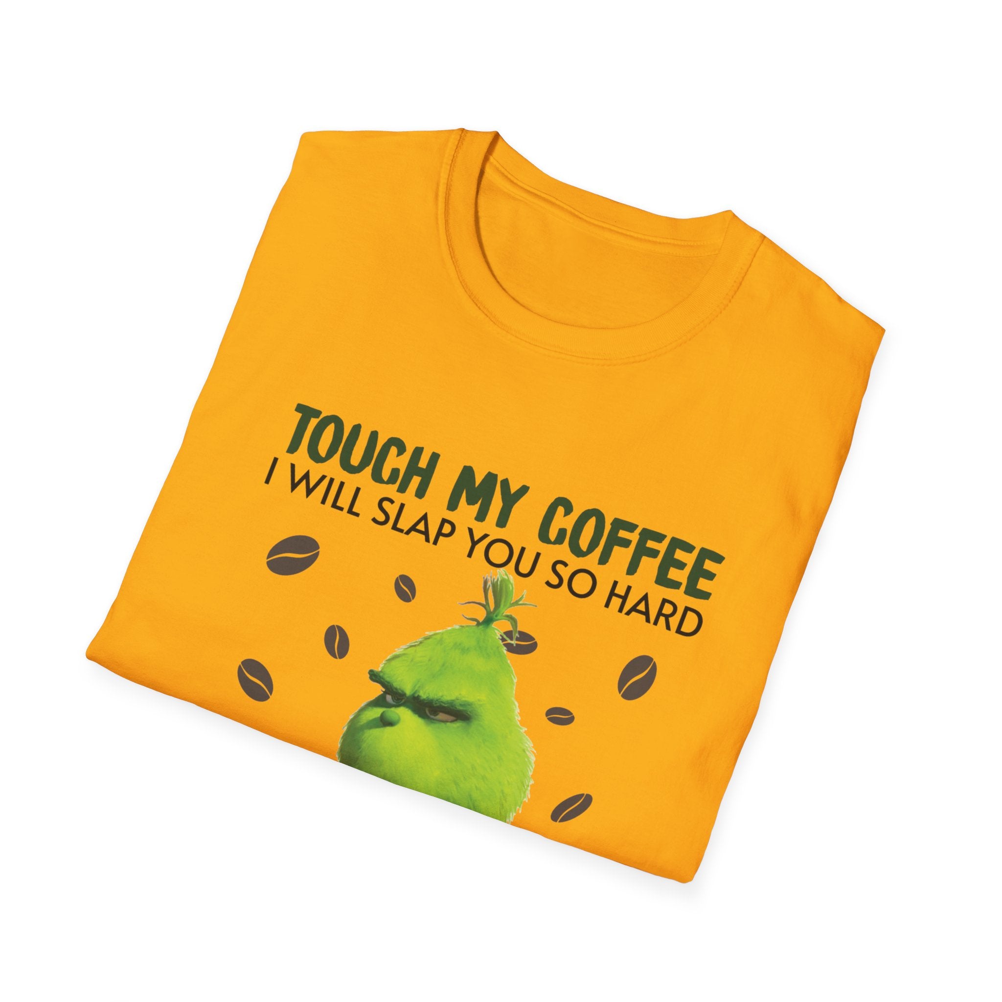 Funny Grinch Coffee T-Shirt, Unisex Tee for Coffee Lovers, Holiday Gift, Quirky Humor Shirt, Perfect for Christmas and Birthdays