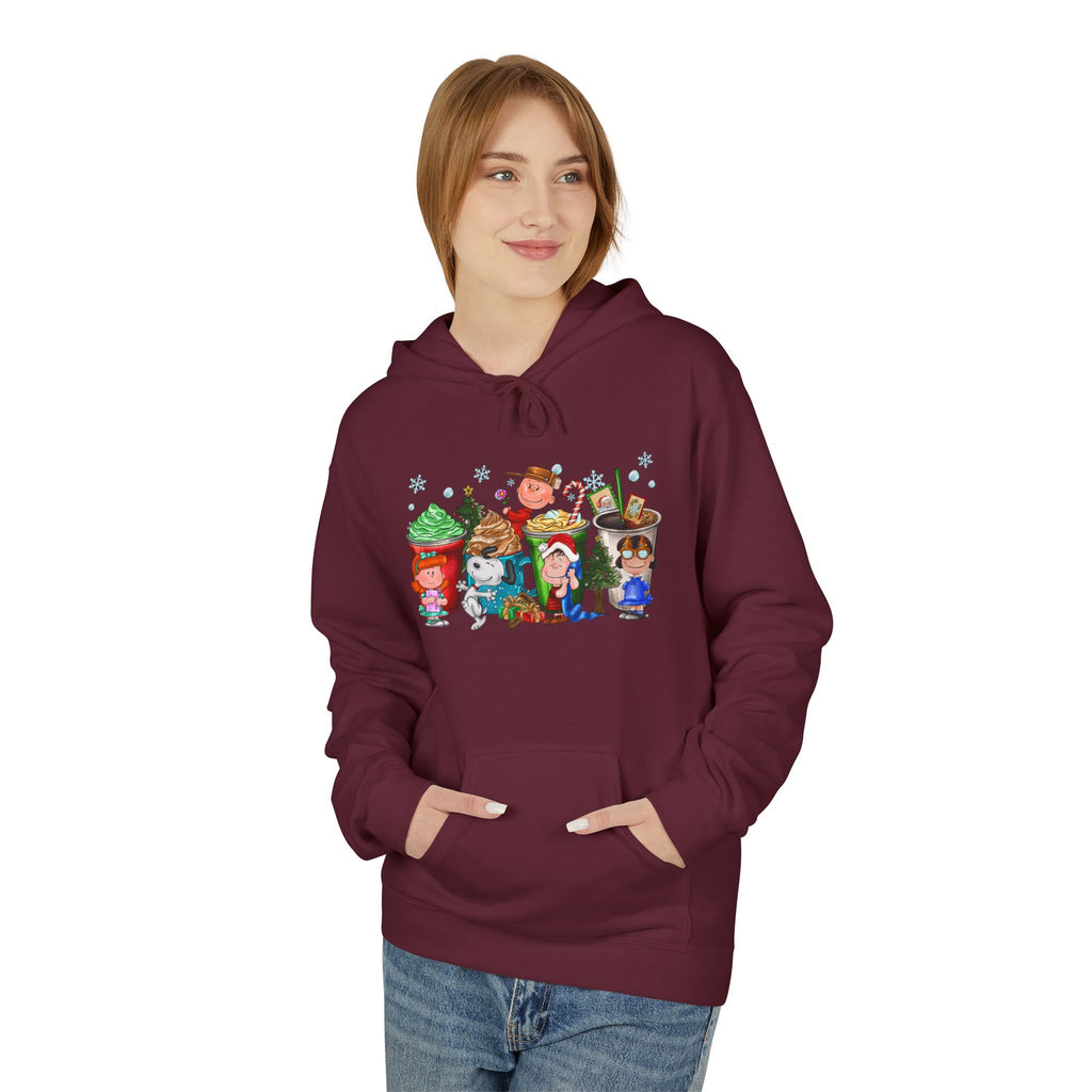 Holiday Hot Cocoa Peanut Characters Hoodie | Winter Drink Cartoon Crew