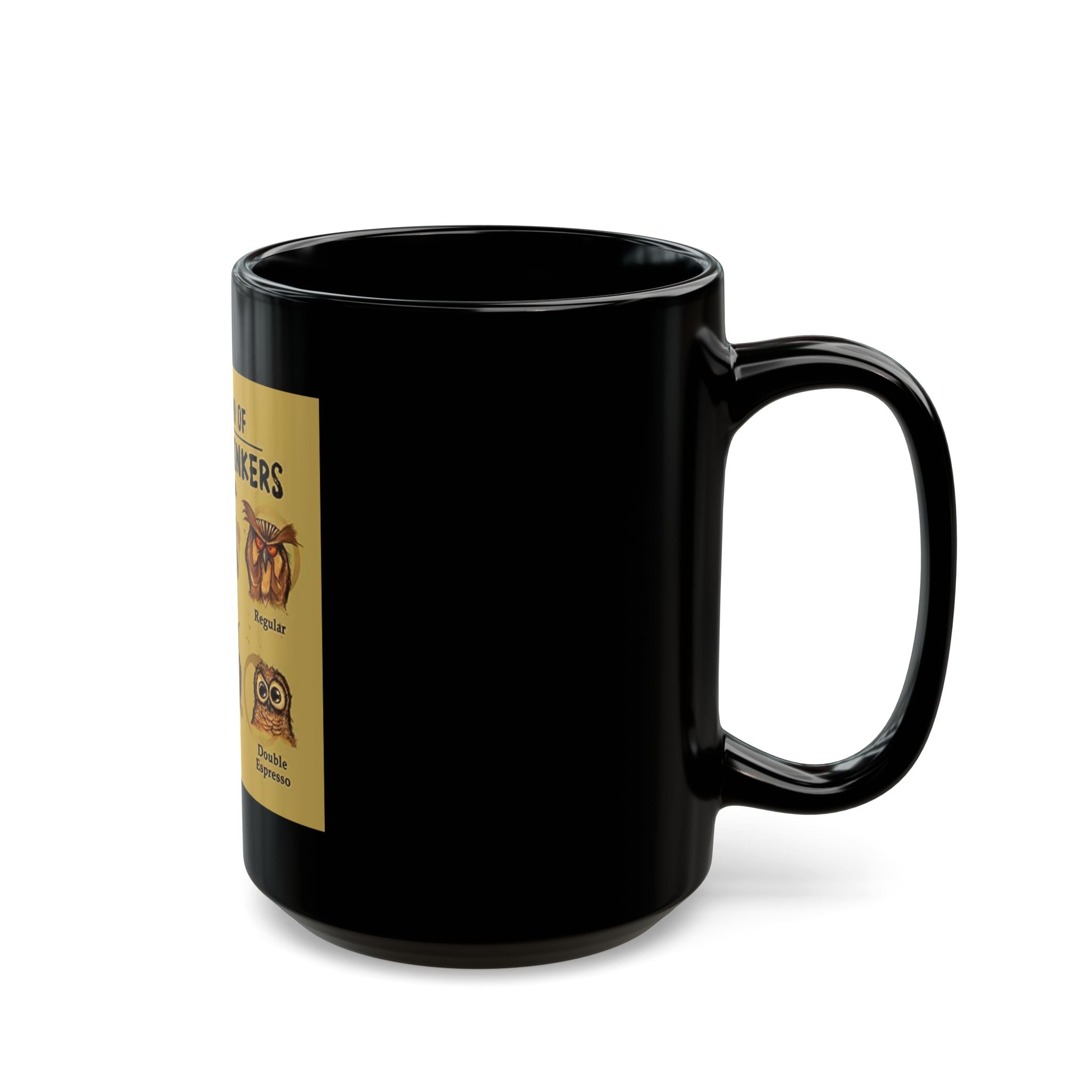 Coffee Drinker's Hoo Hoo Black Mug (11oz, 15oz) - Funny Coffee Lover Gift, Cute Owl Mug, Novelty Mug, Whimsical Coffee Cup, Beverage