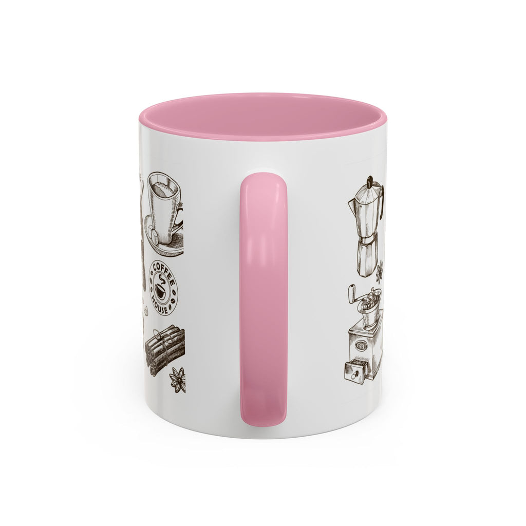 Coffee Pattern Mug — Illustrated Coffee Beans & Brewing Tools (11oz/15oz)